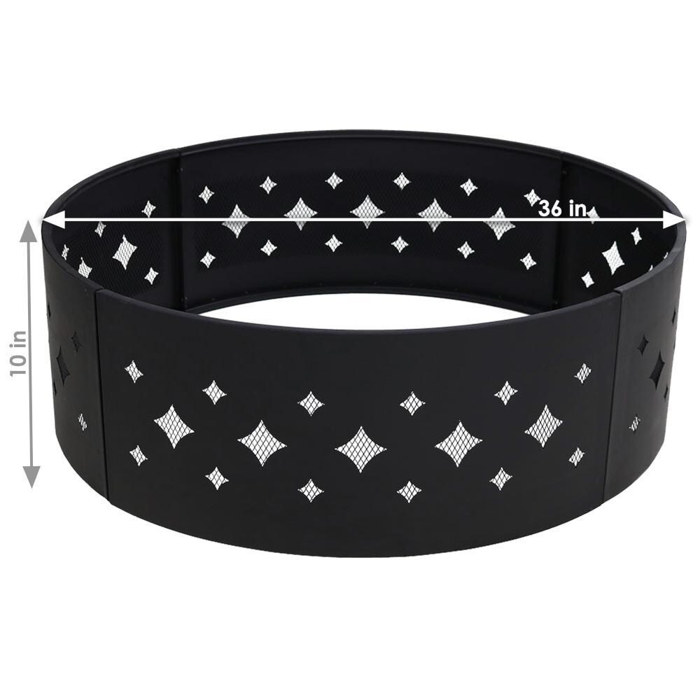 Ultimate Patio 36-Inch Heavy Duty Steel Diamond Cutout Campfire Ring - Dimensions thumbnail