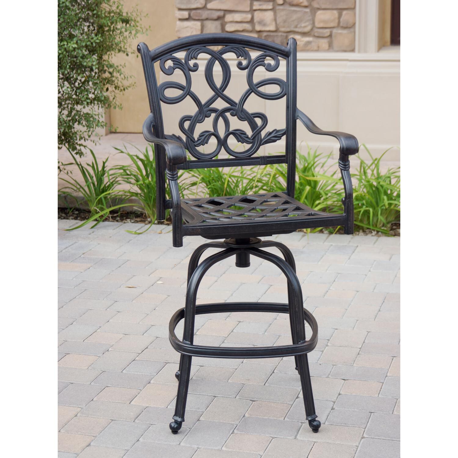 Darlee DL2052-7CH-6 Santa Monica 6 Piece Cast Aluminum Patio Counter Height Swivel Bar Stool Set W/ Sesame Cushions - Frame thumbnail