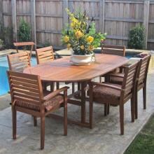 International Caravan Royal Tahiti Wood Patio Dining Set With Extension Table - Seats 6 image
