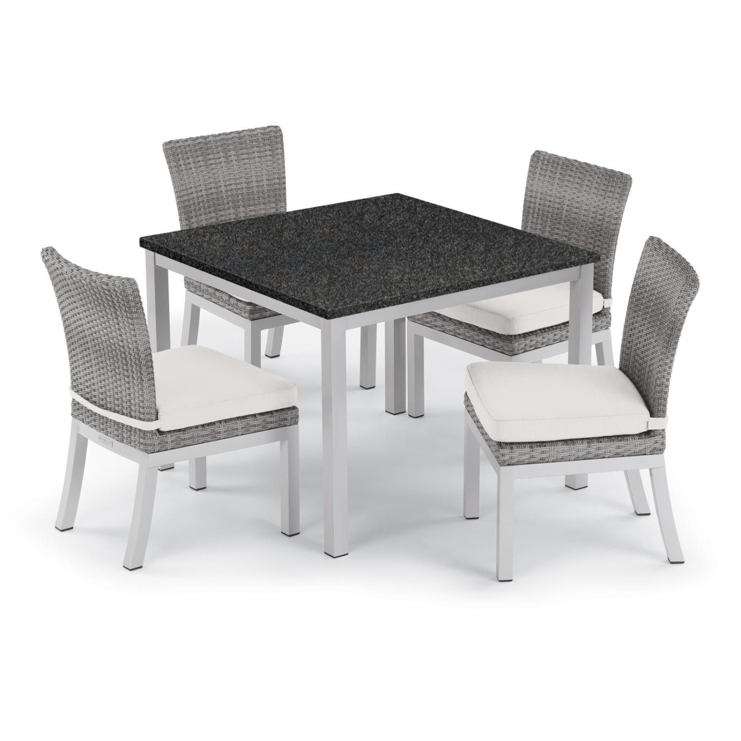 Argento 5 Piece Wicker Patio Dining Set W/ 39 Inch Square LiteCore