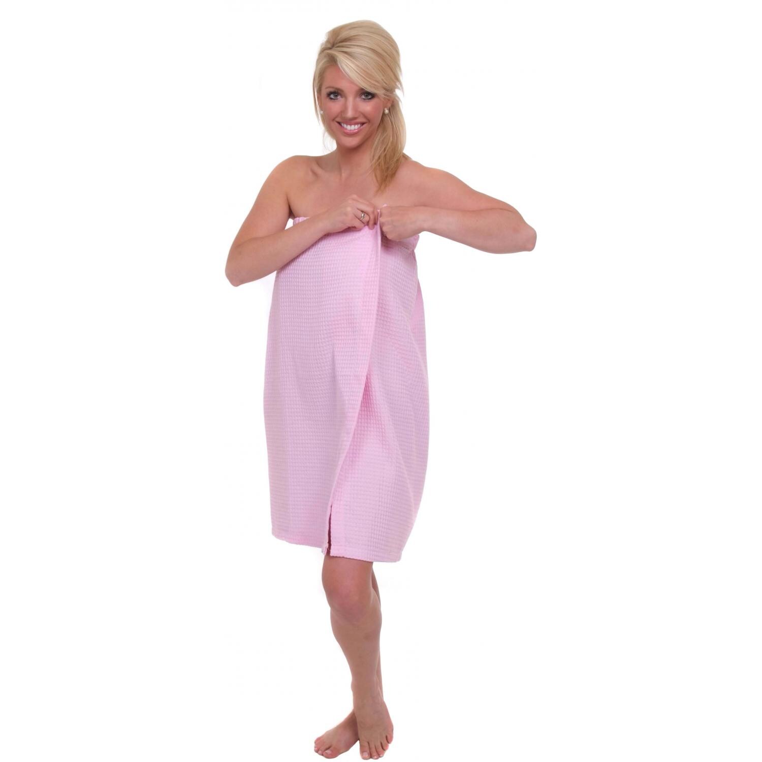 Terry Town Womens Waffle Weave Spa Wrap Towel - Pink