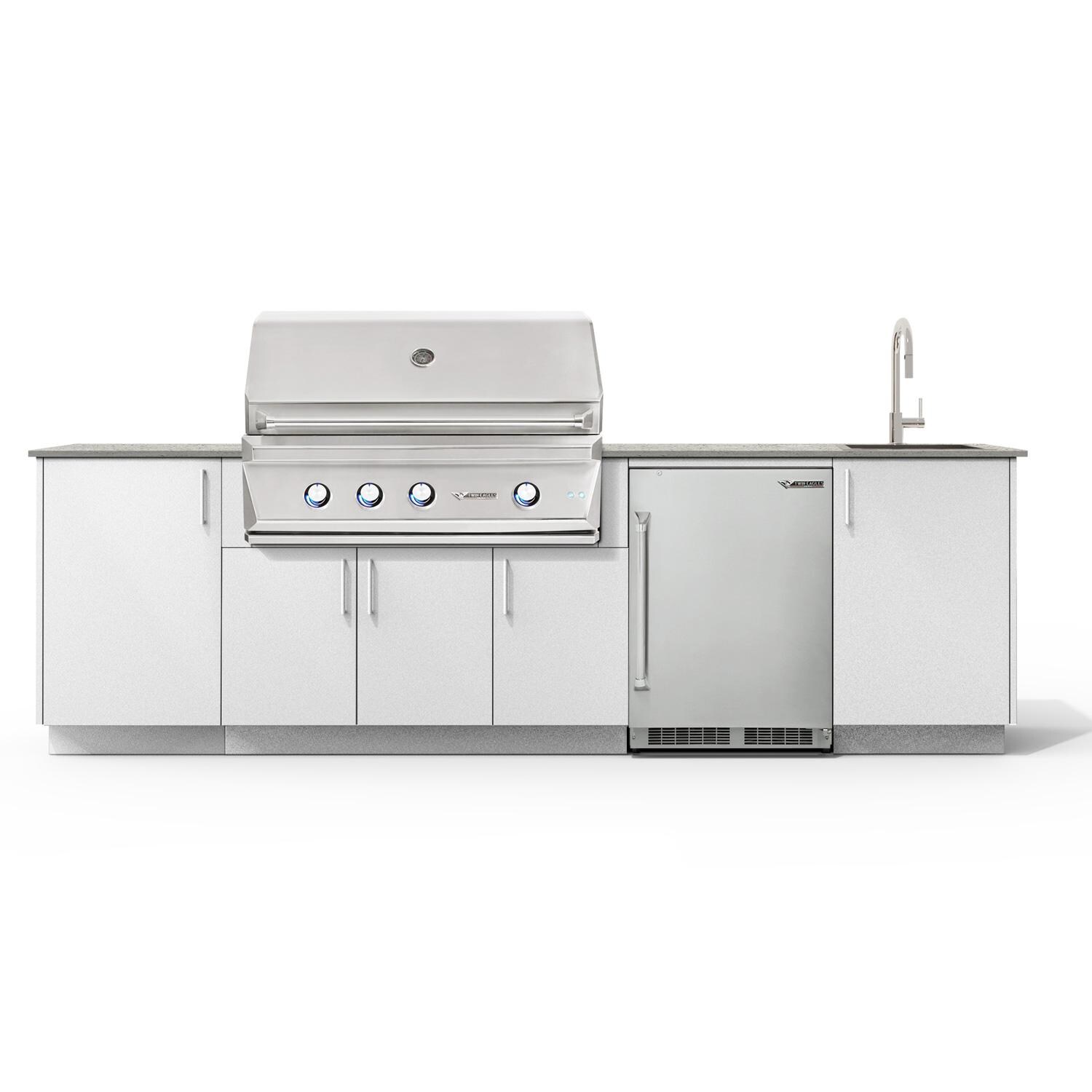 Urban Bonfire B-Cove-42-TwinEagles-Keon-Chantilly Cove 42 Outdoor Kitchen w/ Twin Eagles Propane Grill, Sink, Refrigerator, Keon Countertop & Chantilly Finish thumbnail