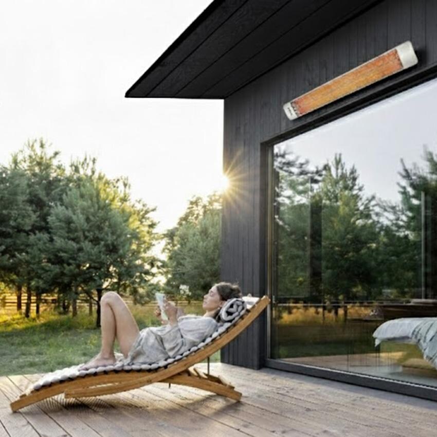 Eurofase EF60208S 61-Inch 6000 Watt Dual Element 208V Electric Infrared Patio Heater In Stainless Steel - Lifestyle thumbnail