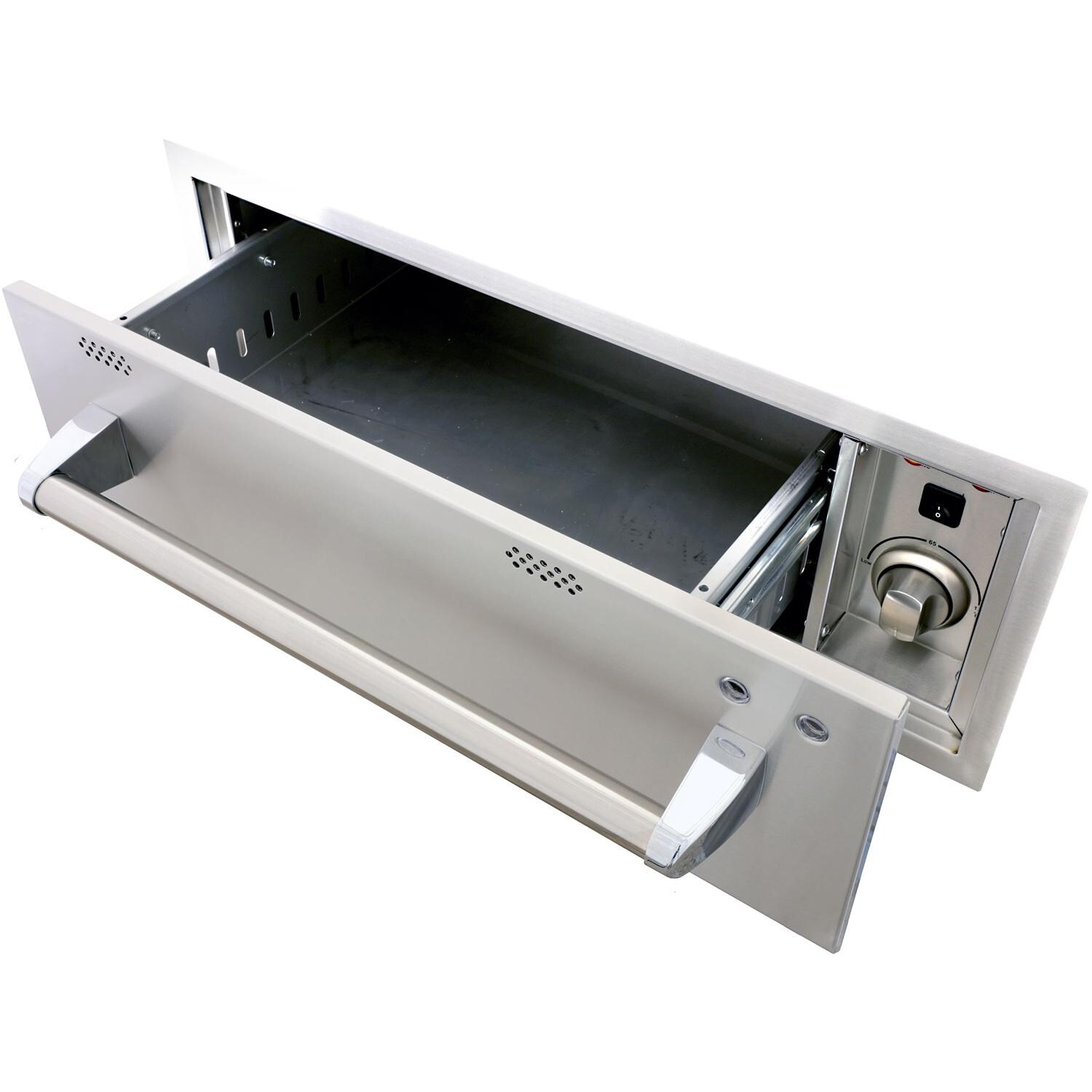 Lion 30-Inch Stainless Steel Electric Warming Drawer - Open Showing Interior thumbnail