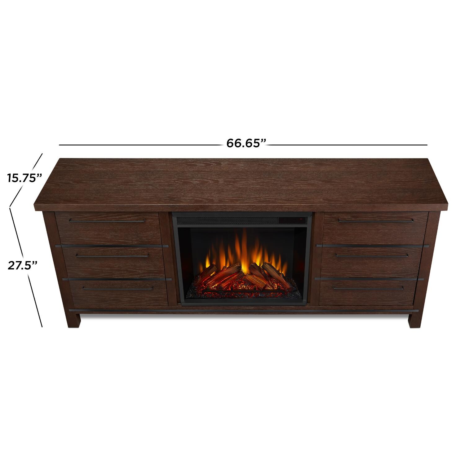 Real Flame - 8280E-CO - Parsons 67-Inch Electric Fireplace Entertainment Center - Chestnut Oak - Overall Dimensions thumbnail