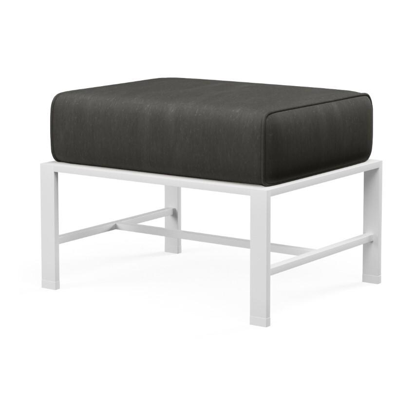 Bristol Aluminum Ottoman w/ Self Welt in White/Spectrum Carbon by Sunset West - Angled - White Background thumbnail