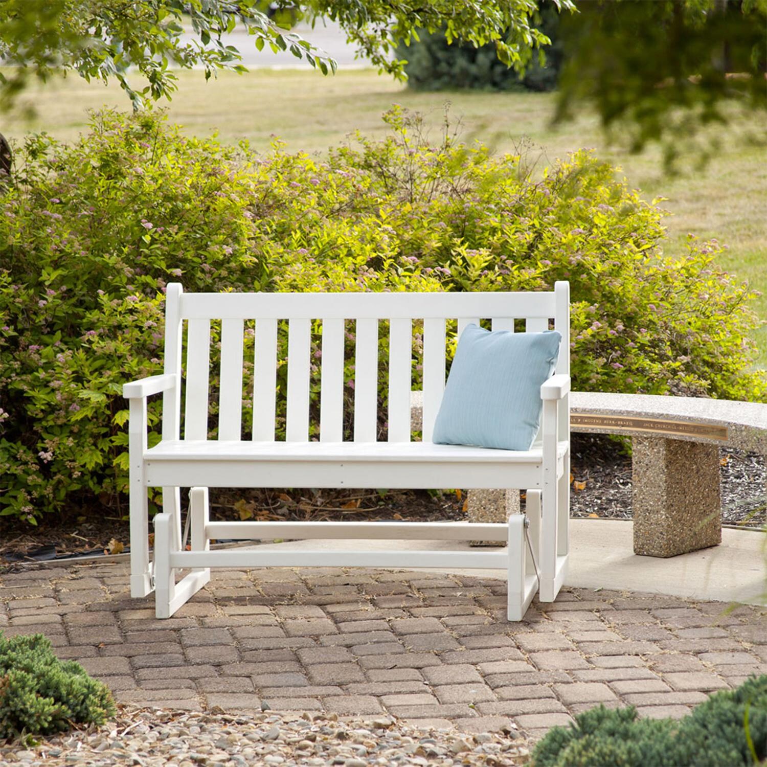 POLYWOOD TGG48WH Traditional Garden 48-inch Glider - White - In the Garden thumbnail