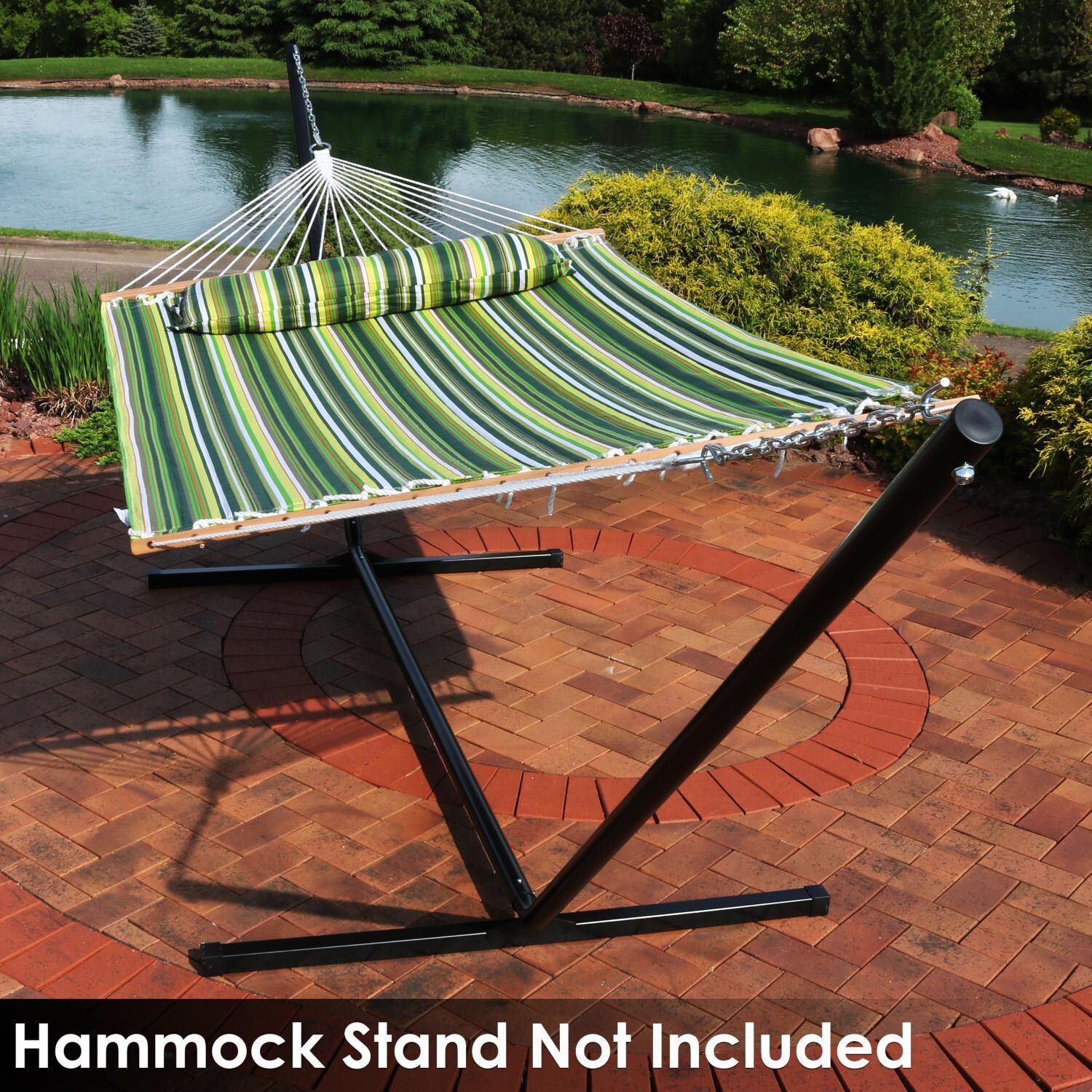 Ultimate Patio Quilted Double Hammock & Pillow - Melon Stripe - Lifestyle thumbnail