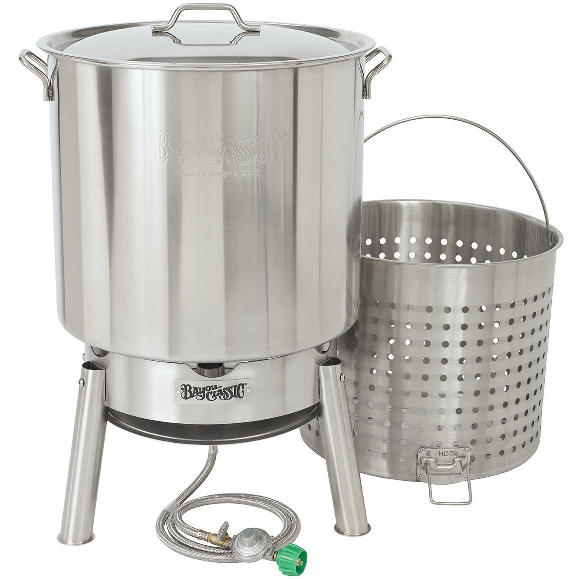 Bayou Classic 82-Quart Crawfish Cooker Kit/Stainless Steel Stockpot & Burner - KDS-182