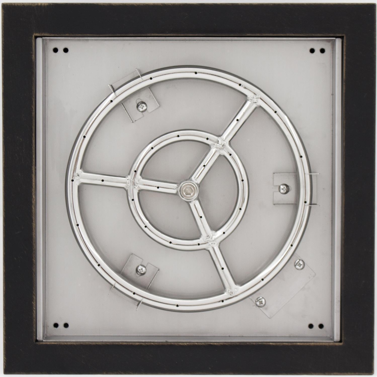 BBQGuys Signature Series Westfalen 18-Inch Square Low-Rise Natural Gas Fire Bowl - Oil Rubbed Bronze - Top View thumbnail