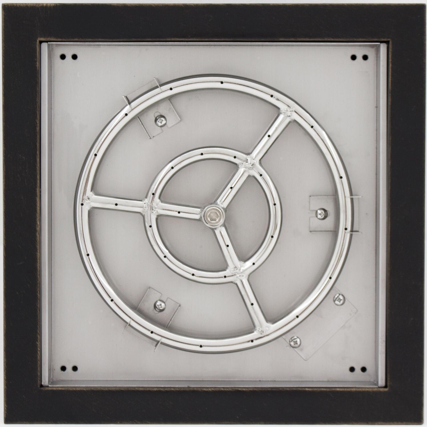 BBQGuys Signature Series Westfalen 18-Inch Square Low-Rise Natural Gas Fire Bowl - Oil Rubbed Bronze - Top View thumbnail