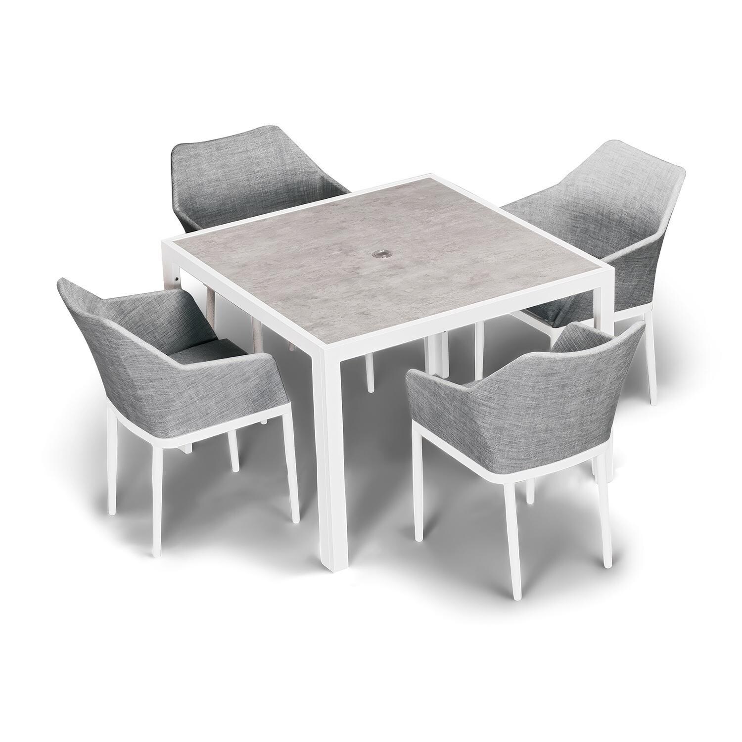 Starlook Bay 5 Pc Aluminum Dining Set in White by Lakeview - Top View - White Background thumbnail