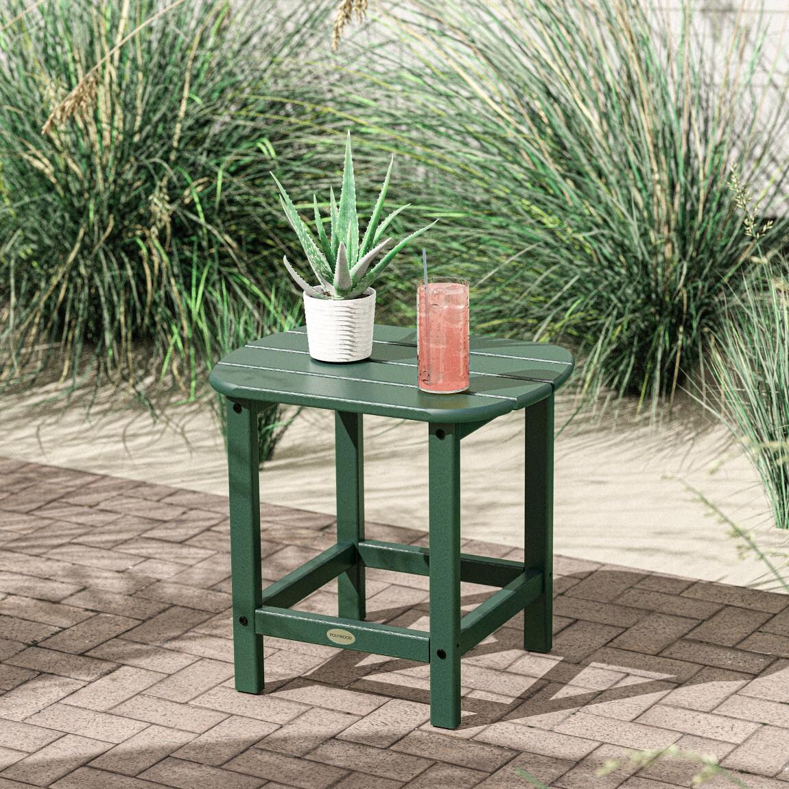 South Beach Recycled Plastic End Table in Green by POLYWOOD