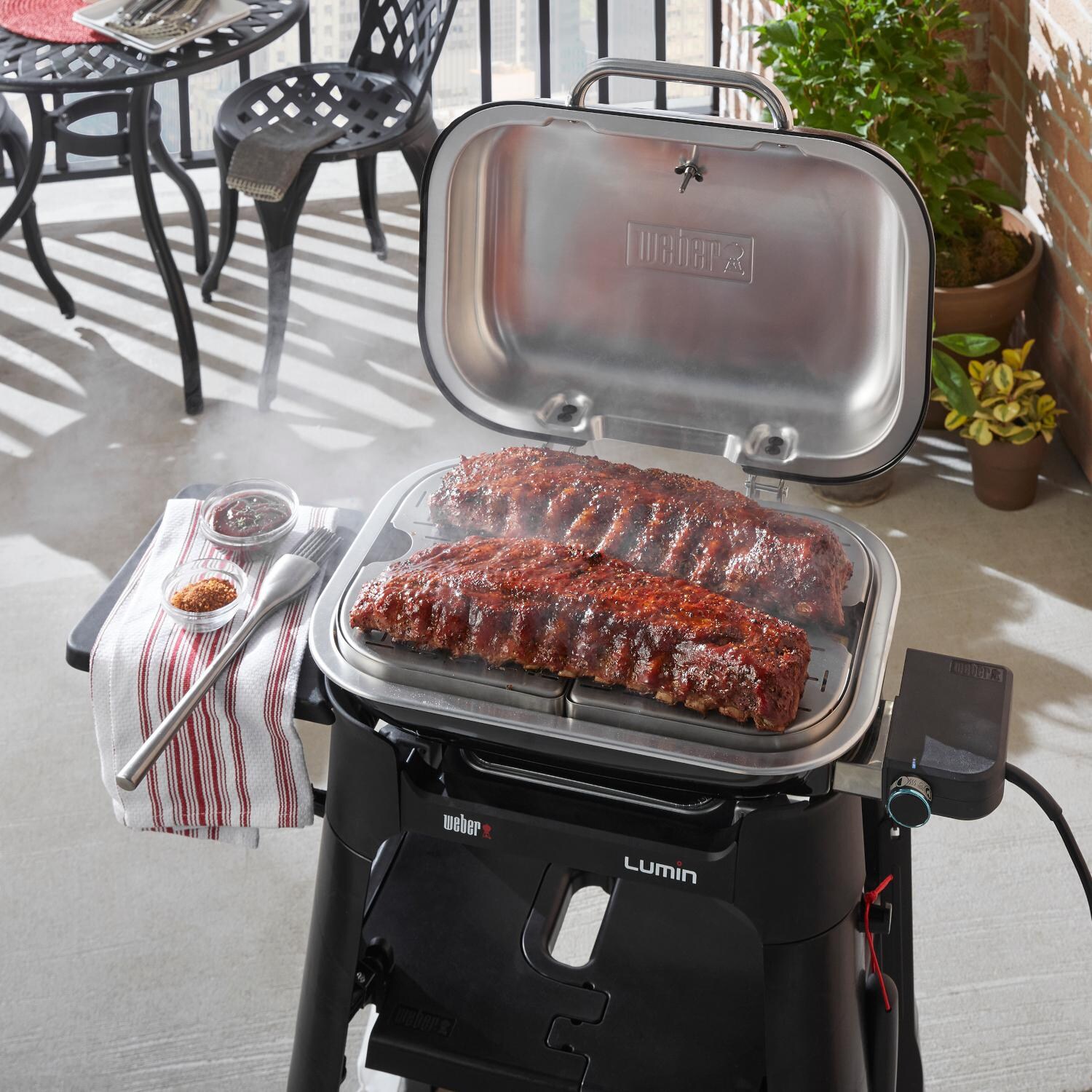Weber 6613 Stainless Steel Versatility Kit For Lumin Compact Electric Grills - Smoking Ribs thumbnail