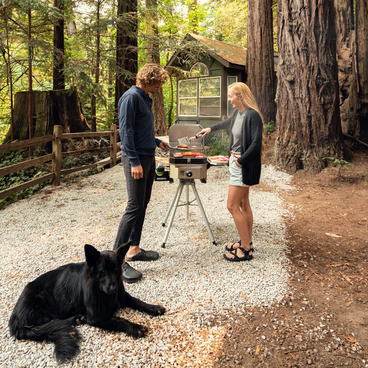 Magma T10-348 Quad Pod Stand - Shown With Single Burner Firebox & Griddle Top thumbnail