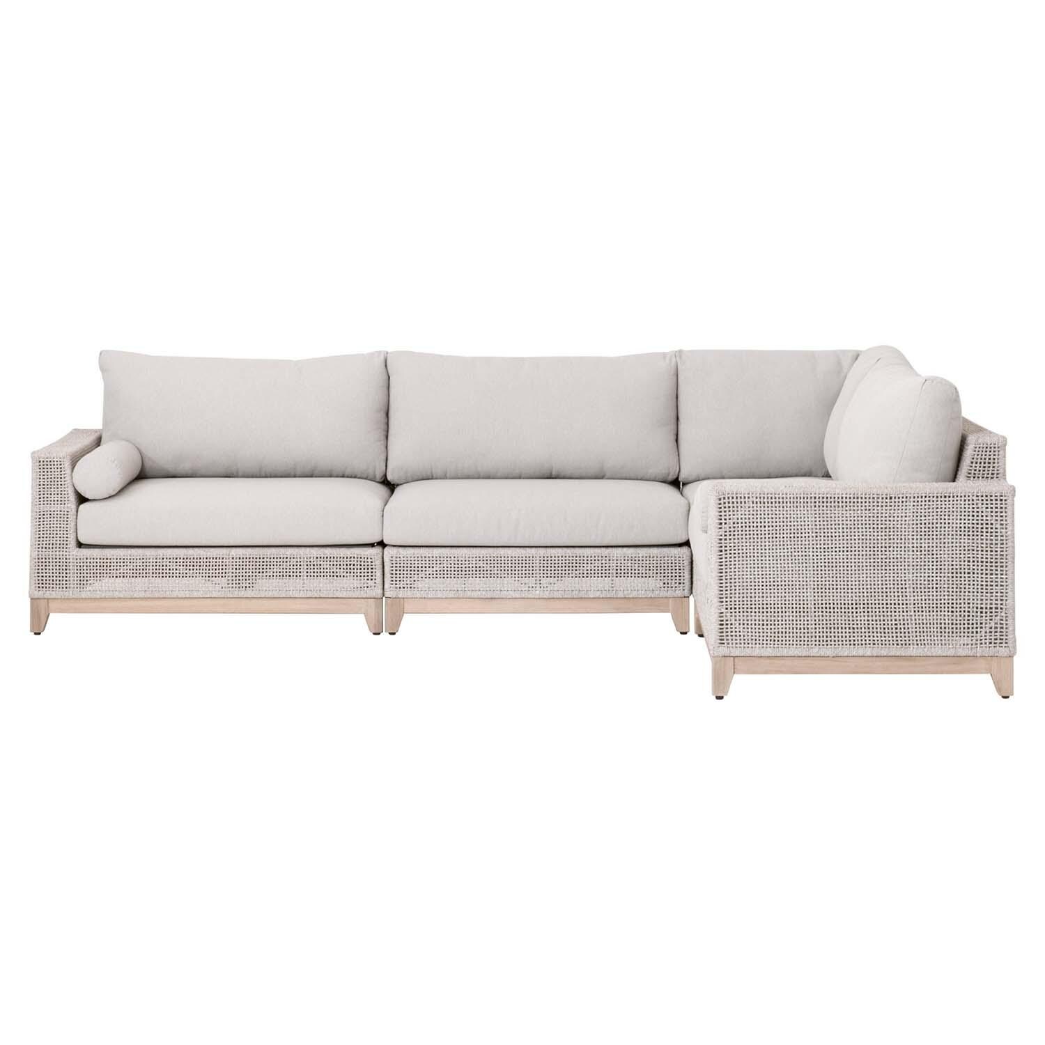 Lakeview Ranch Pointe Woven Rope Corner Modular Sofa in Taupe & White - Shown W/Smaller Sectional thumbnail