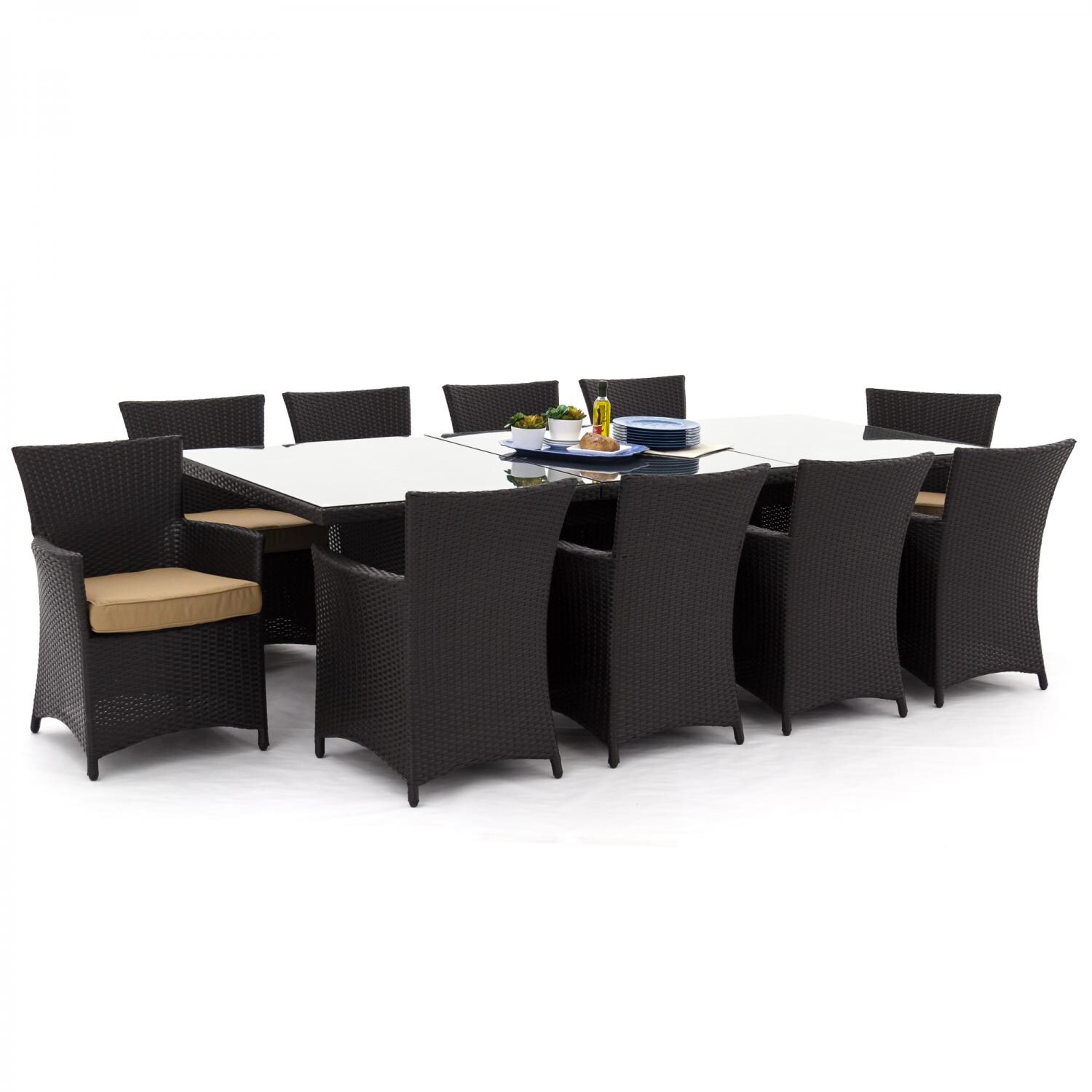 Avery Island 11 Piece Resin Wicker Patio Dining Set With Rectangular