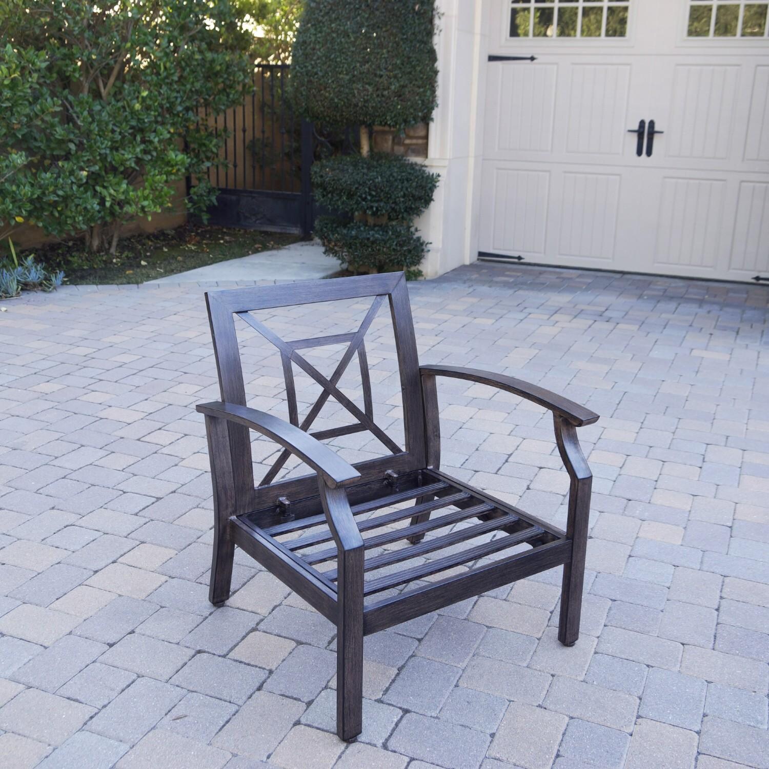 Atlantis 3 Pc Aluminum Seating Set w/ 2 Club Chairs in Walnut/Spa by Darlee - Chair w/o Cushion - Lifestyle thumbnail