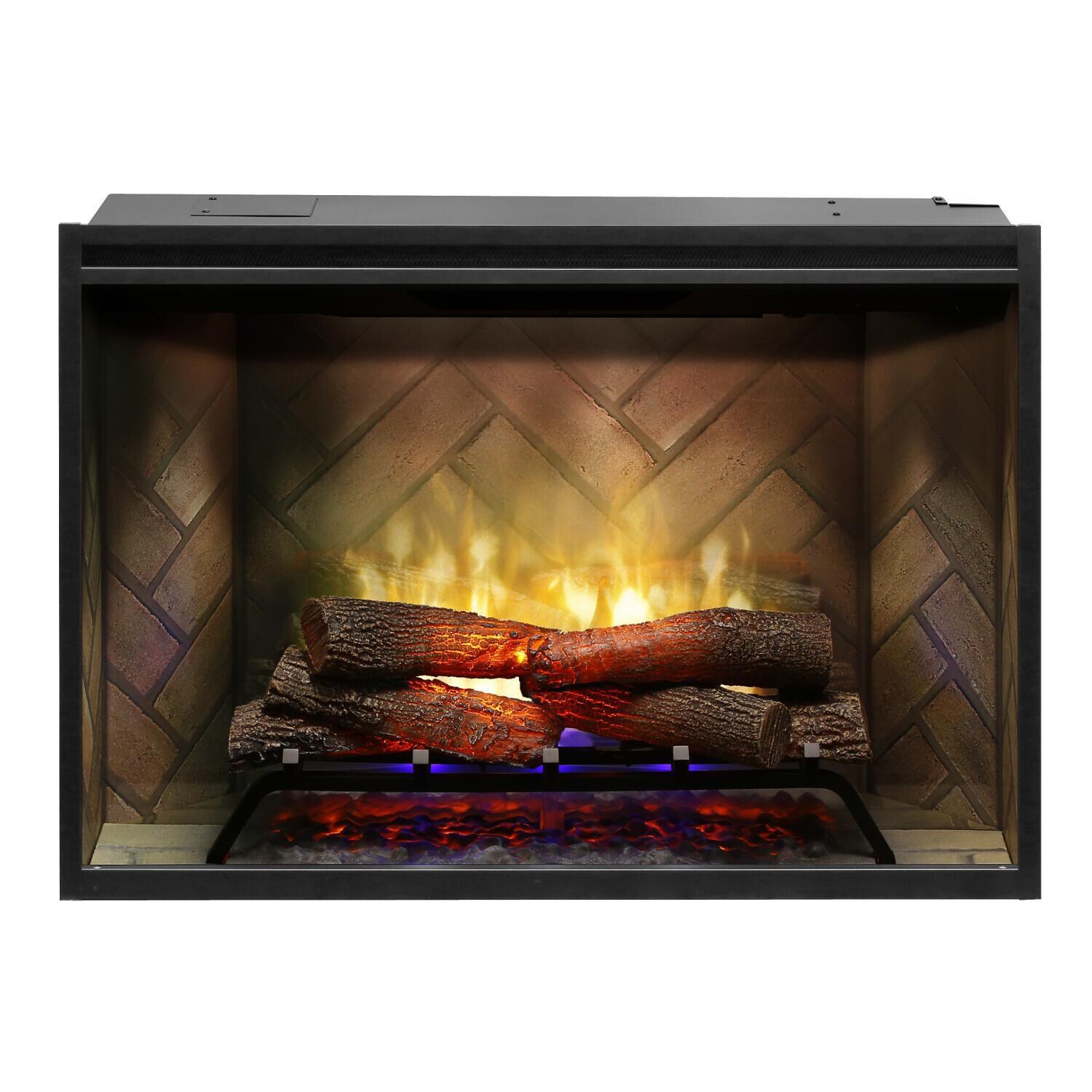 Dimplex - RBF36 - Revillusion 36-Inch Built-In Electric Firebox - Front View - Lights On - Blue thumbnail