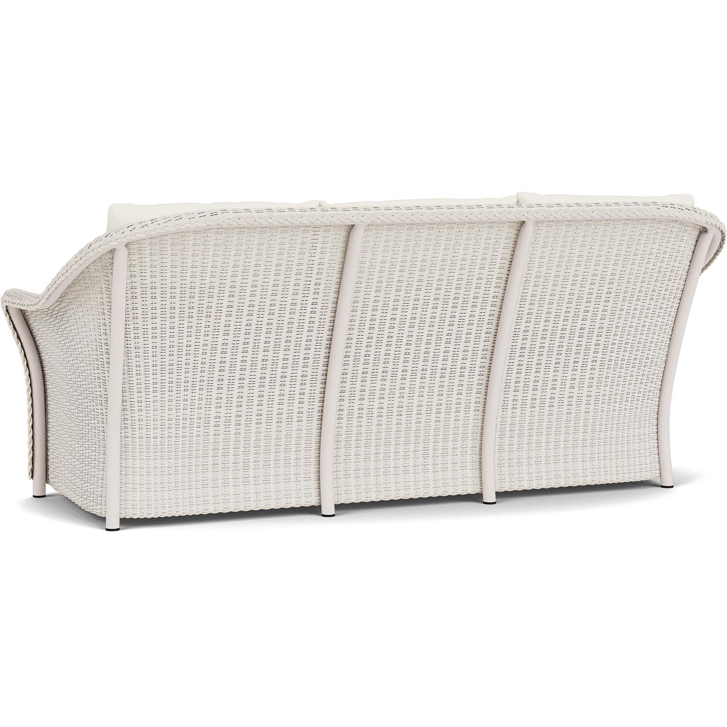 Lloyd Flanders Weekend Retreat Sofa in Antique White Finish W/ Sailcloth Salt Fabric - Back Left thumbnail