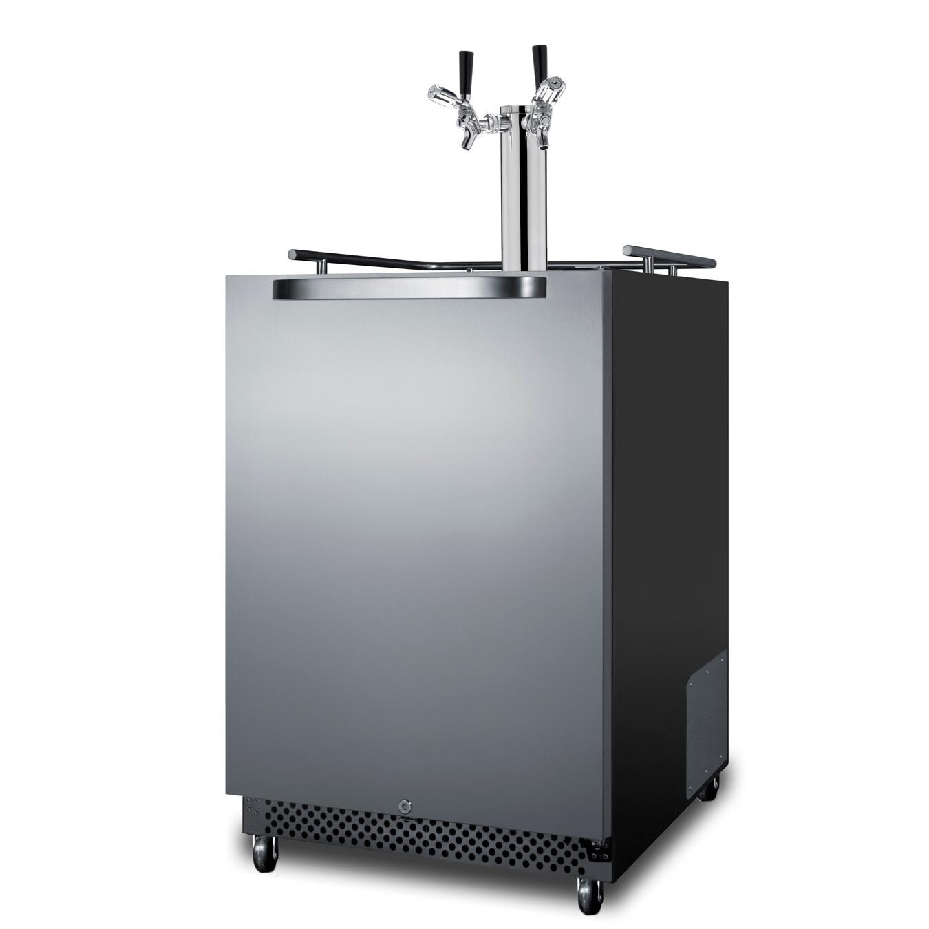 Summit SBC696OSTWINTL Commercial Outdoor Rated Double Tap Beer Dispenser / Kegerator w/ TapLock - Angled thumbnail