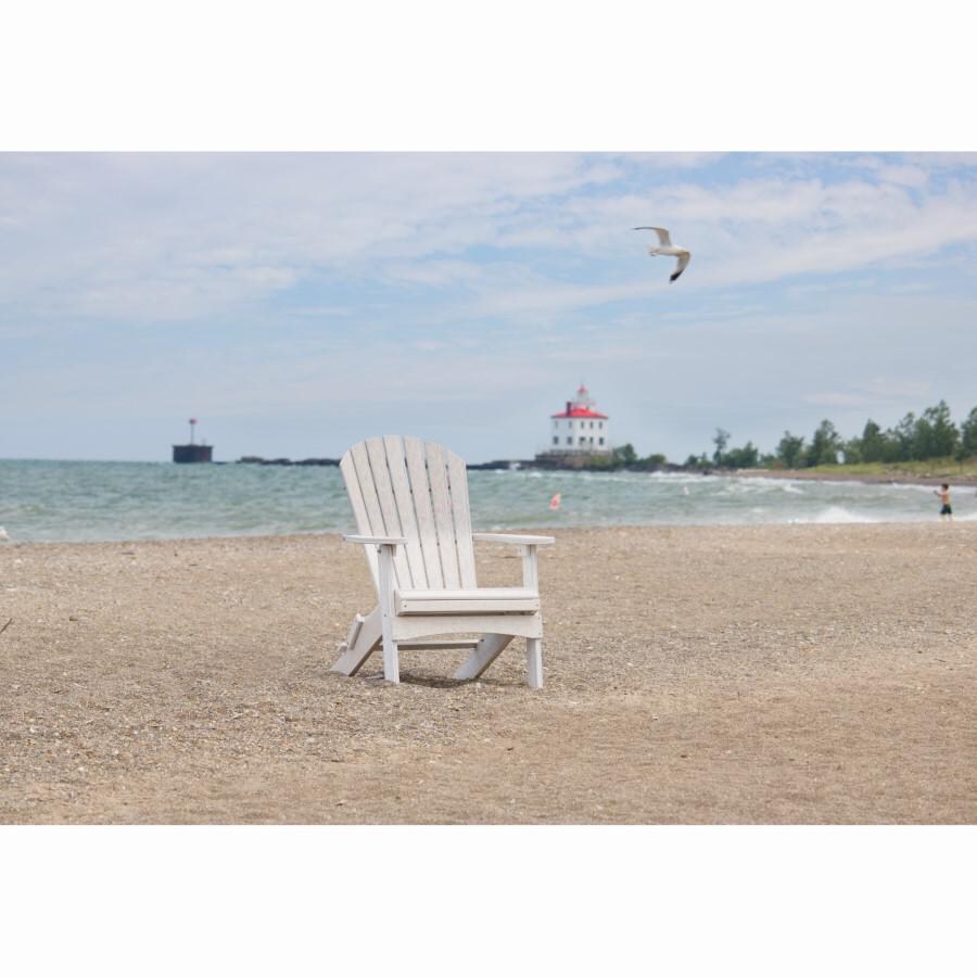 Berlin Gardens Comfo Back Folding Adirondack Chair - Smoke Gray - On The Beach Shown in Seashell Finish thumbnail