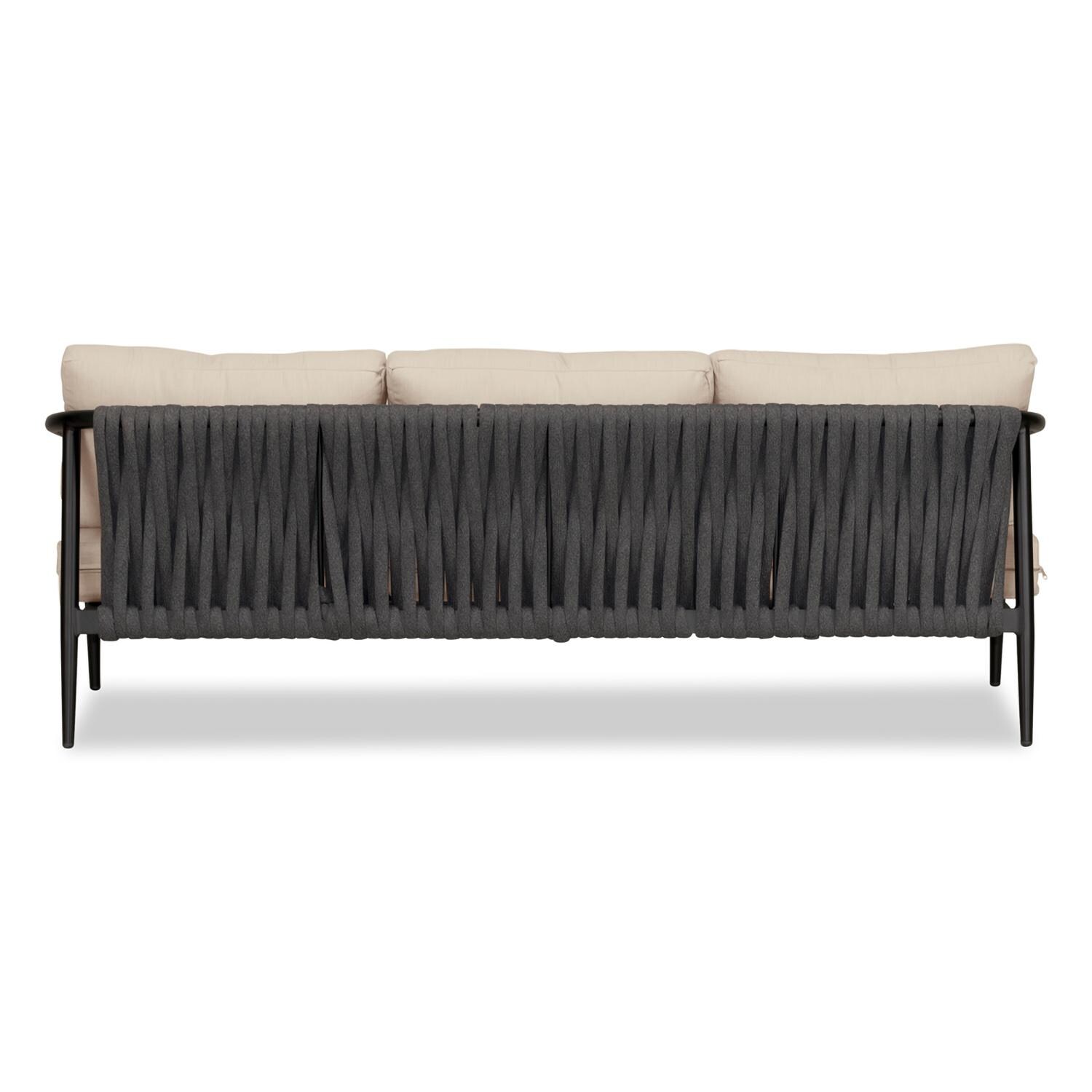 Lakeview Midnight Cove 3 Person Aluminum Sofa in Black/Carbon/Canvas Flax - Back - White Background thumbnail