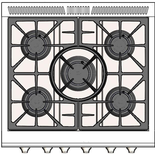 Capital Precision 30-Inch 5-Burner Natural Gas Range - MCR305N - Top View thumbnail