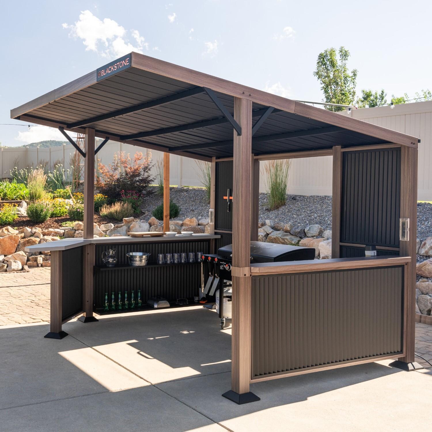 Blackstone 10 x 10-Foot Bar and Griddle/Grill Pavilion - Side View - Lifestyle thumbnail