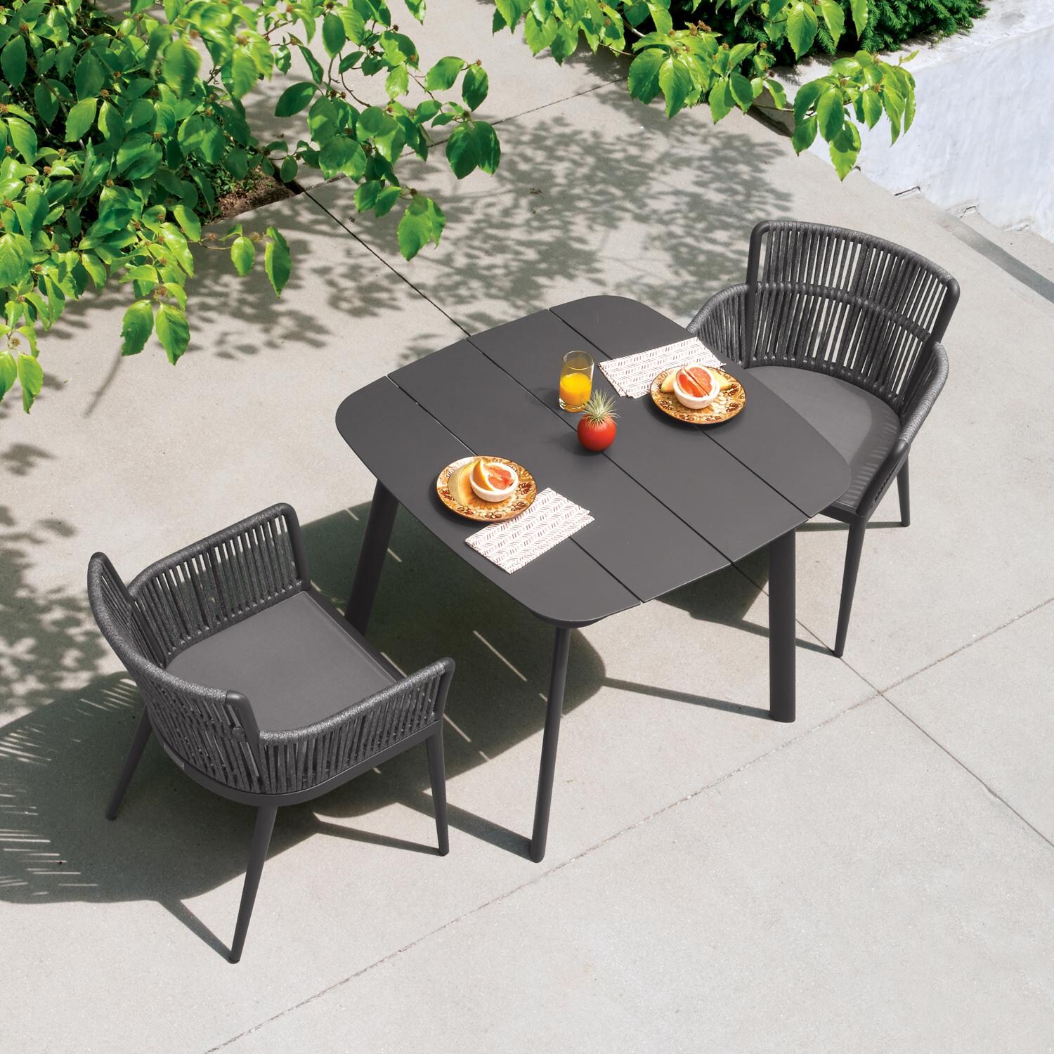 Oxford Garden Eiland 36 Inch Carbon Aluminum Dining Table - From Above thumbnail