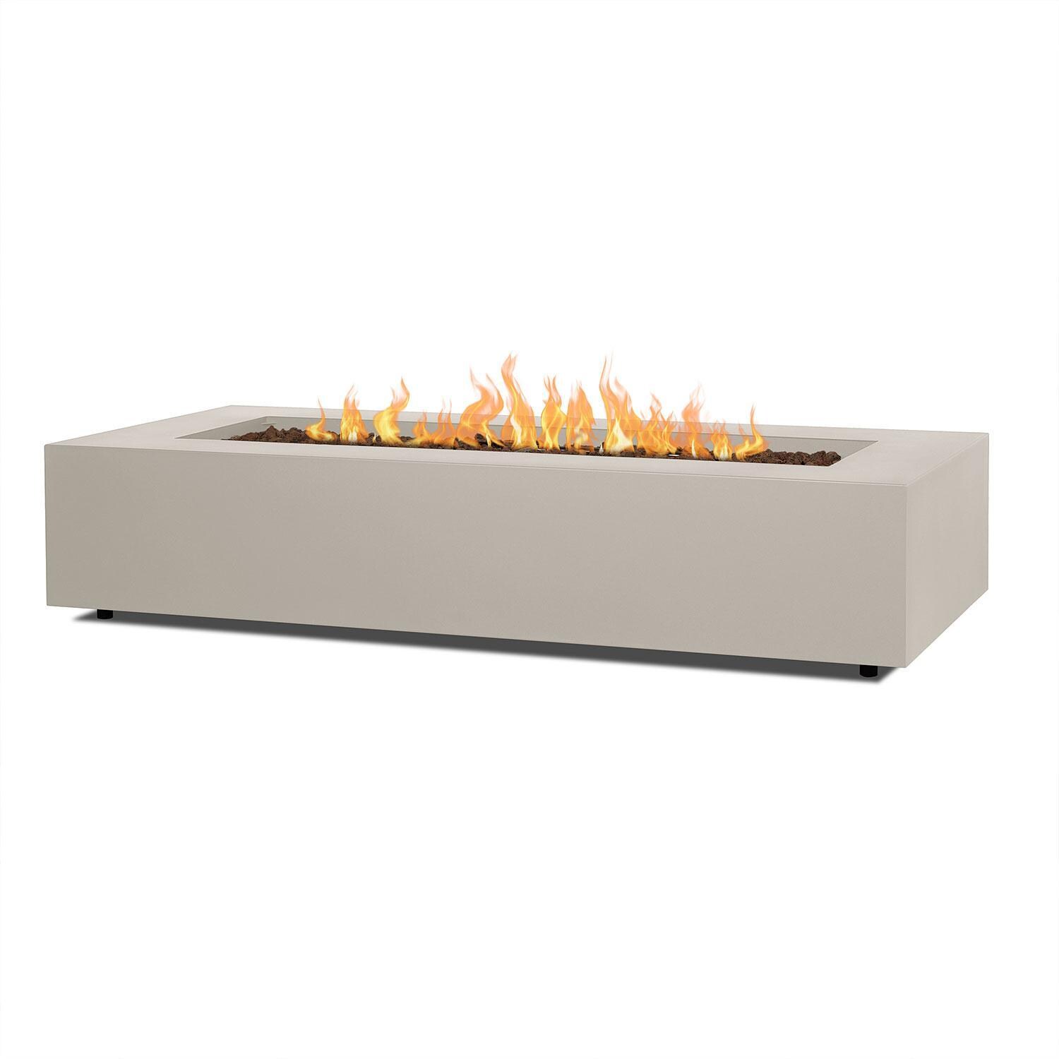 Elysian 70 Inch Rectangular Steel Propane Fire Pit Table in Light Sand by Lakeview Outdoor Designs - White Background thumbnail