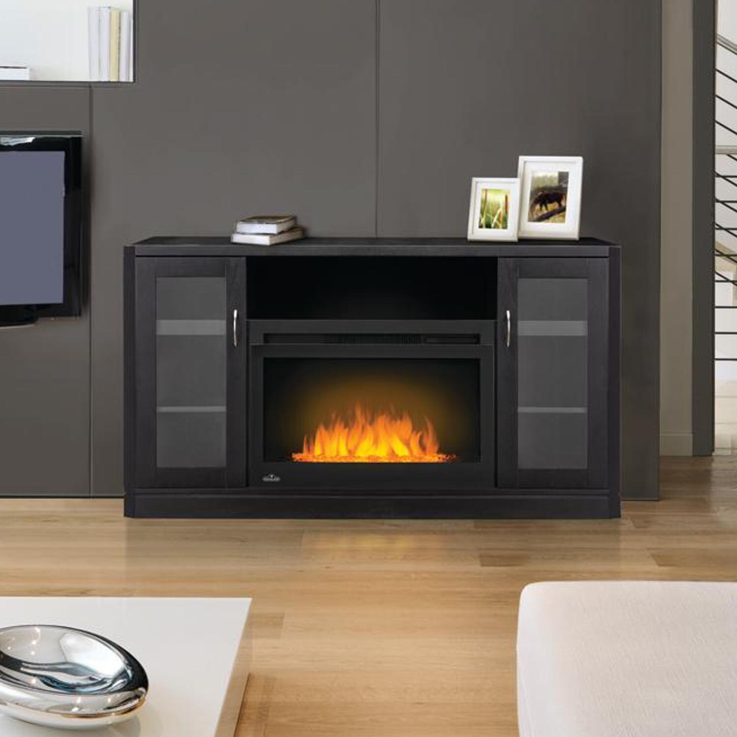 Napoleon Crawford 54-Inch Electric Fireplace Media Console with 27-Inch Cinema Firebox - Glossy Black - NEFP27-1116 image