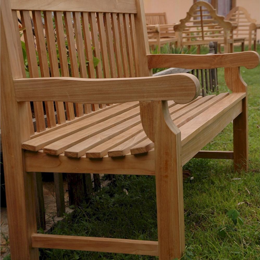 Anderson Teak Devonshire 3-Person Teak Patio Bench - Side Detail thumbnail