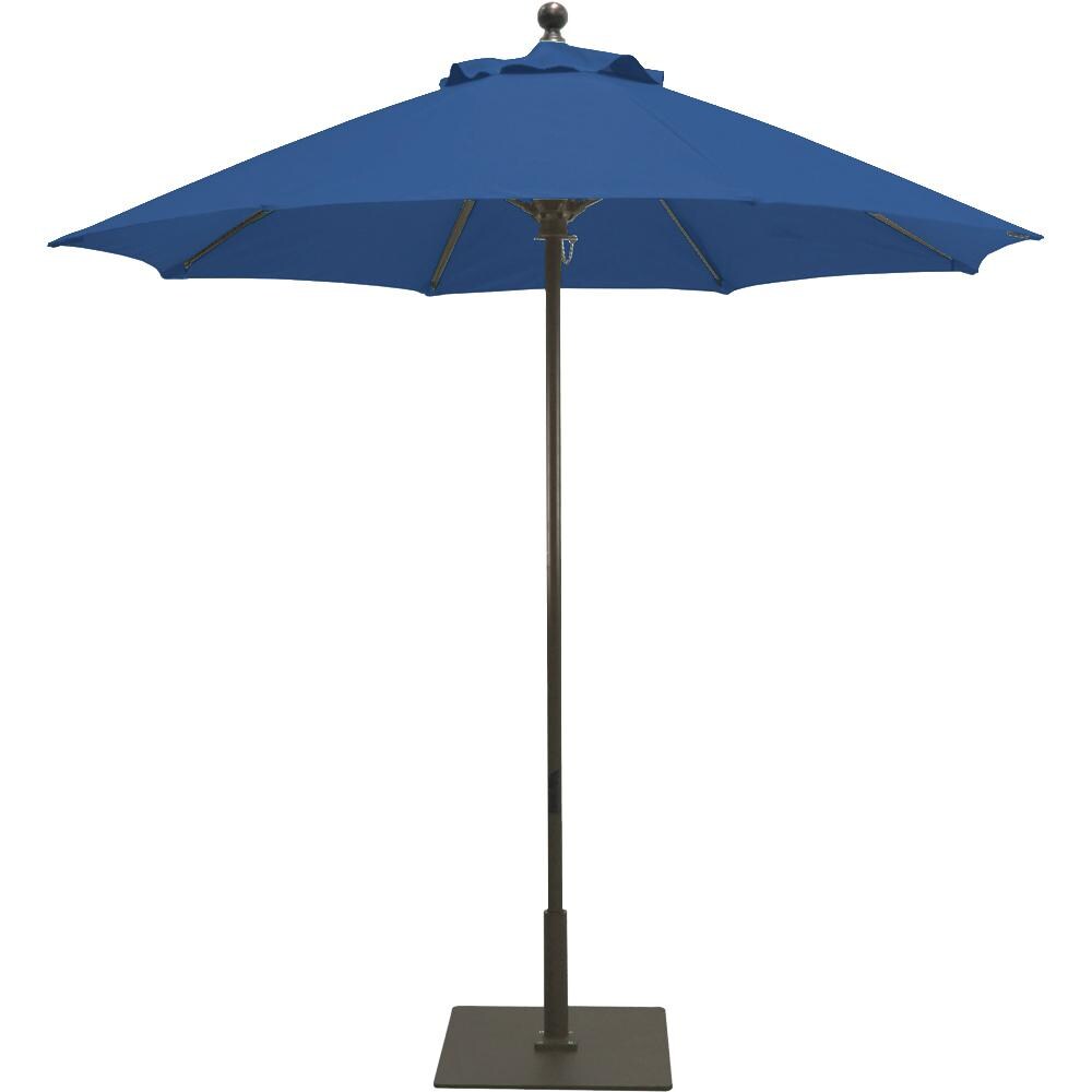 Galtech 7.5 Ft. Octagonal Aluminum Patio Market Umbrella W/ Push Lift - Antique Bronze Frame W/ Sunbrella Canvas True Blue Canopy