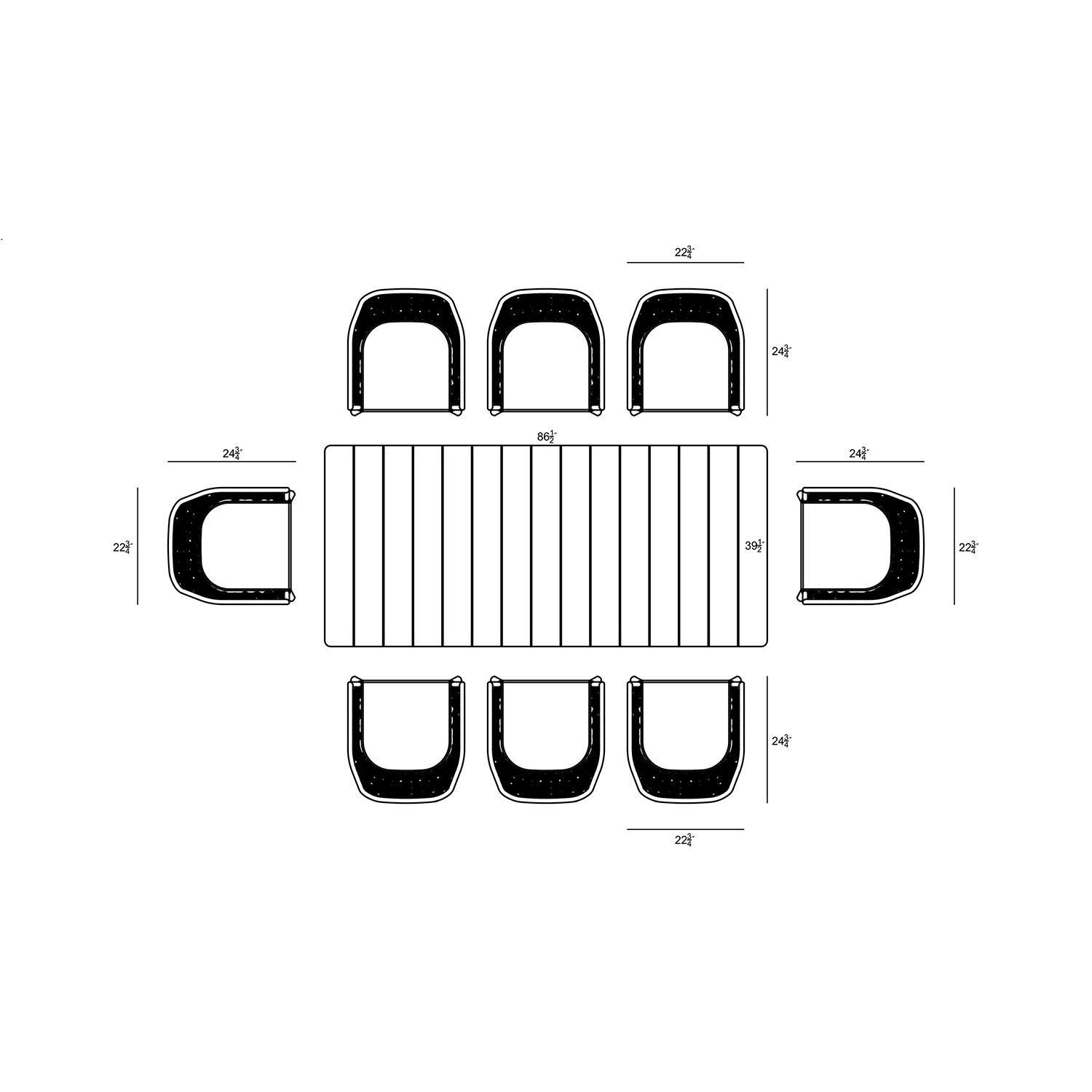 Chloe Bay 8 Seat Reclaimed Teak Patio Dining Set in Black by Lakeview - Dimensional 2 thumbnail