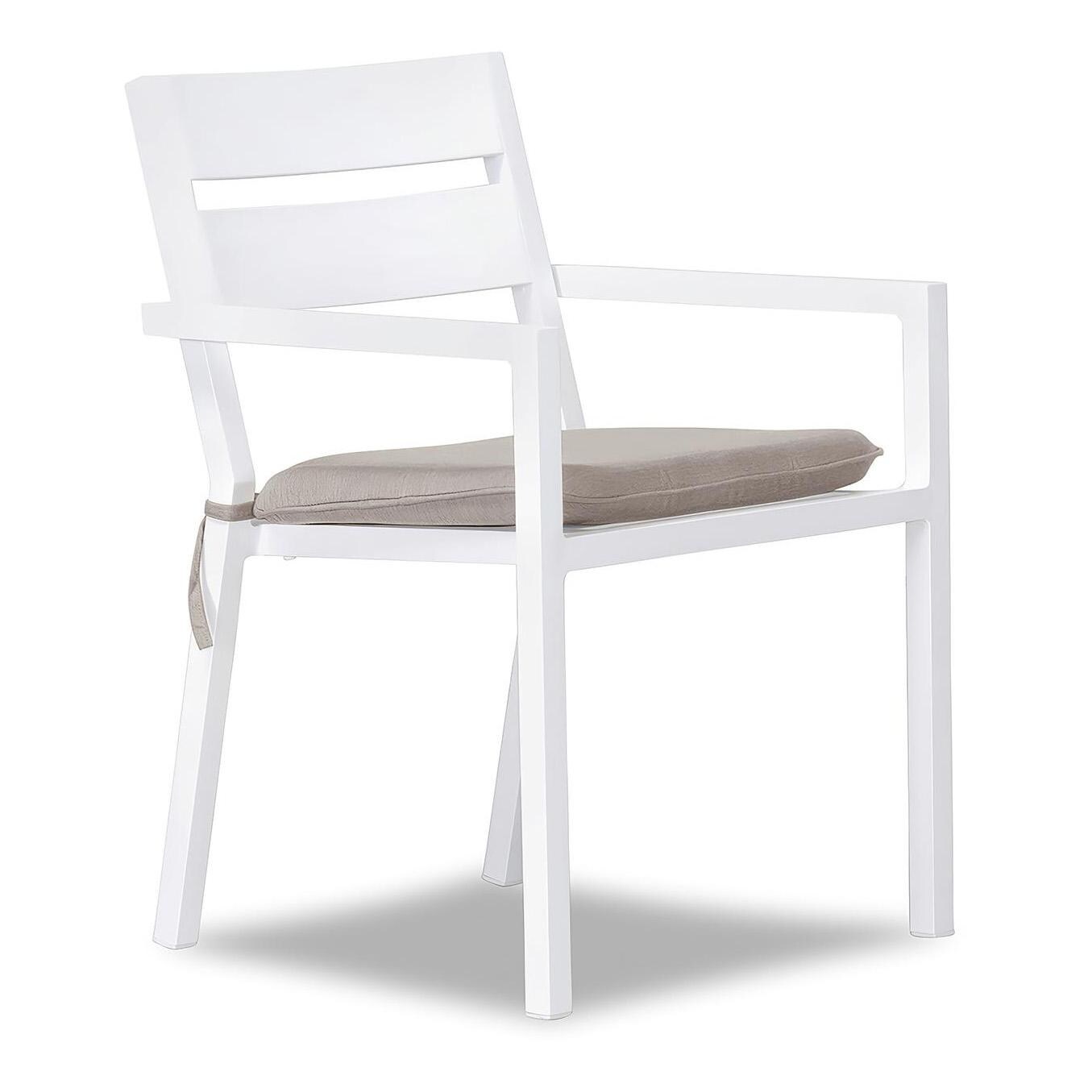 Calm Bay Aluminum Dining Arm Chair in White/Cast Silver by Lakeview Outdoor Designs