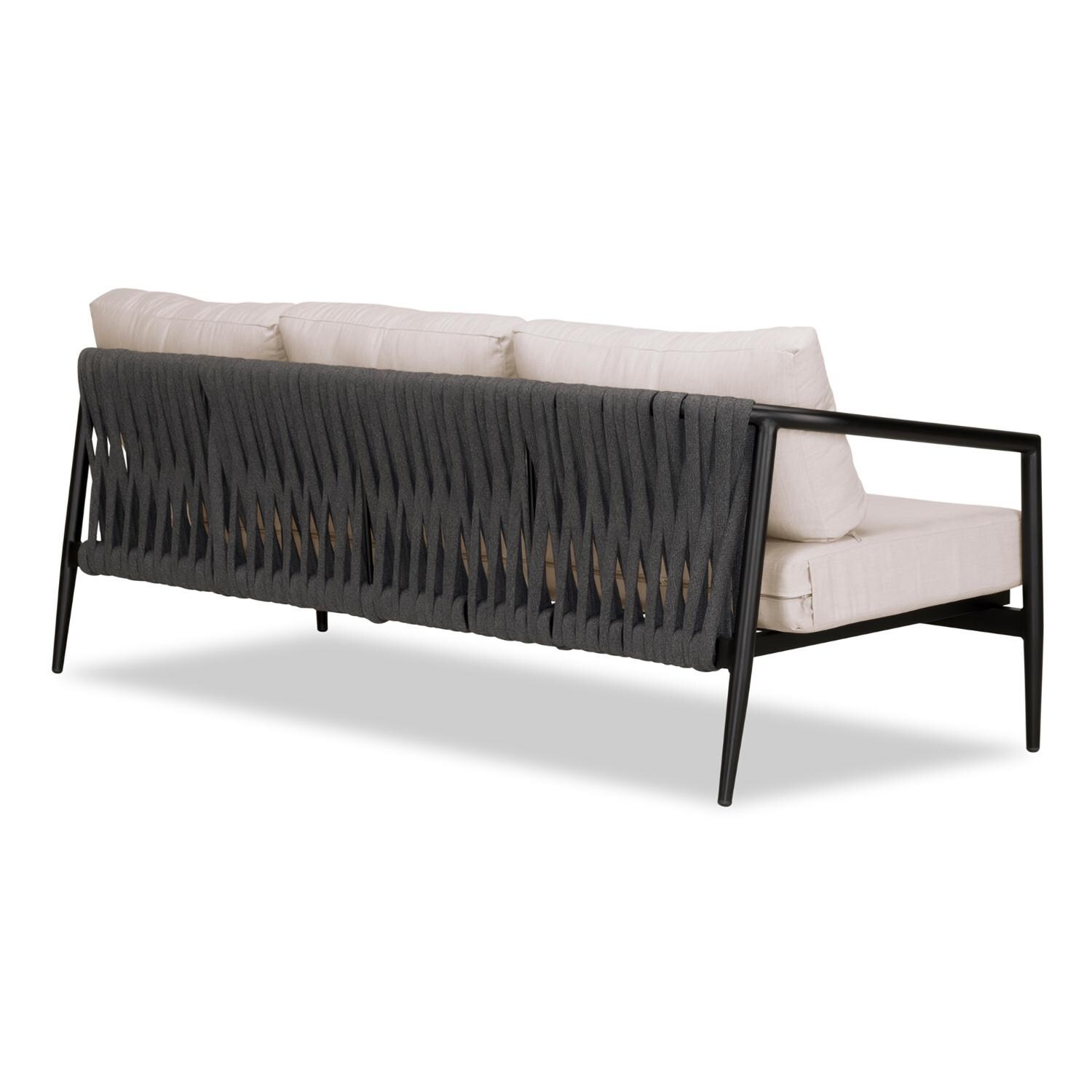 Lakeview Midnight Cove 3 Person Aluminum Sofa in Black/Carbon/Cast Silver - Back Right - White Background