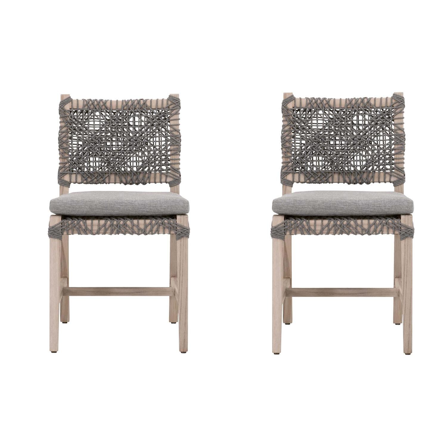 Blushing Bay Woven Rope Dining Chair in Dove - Set of 2 - By Lakeview