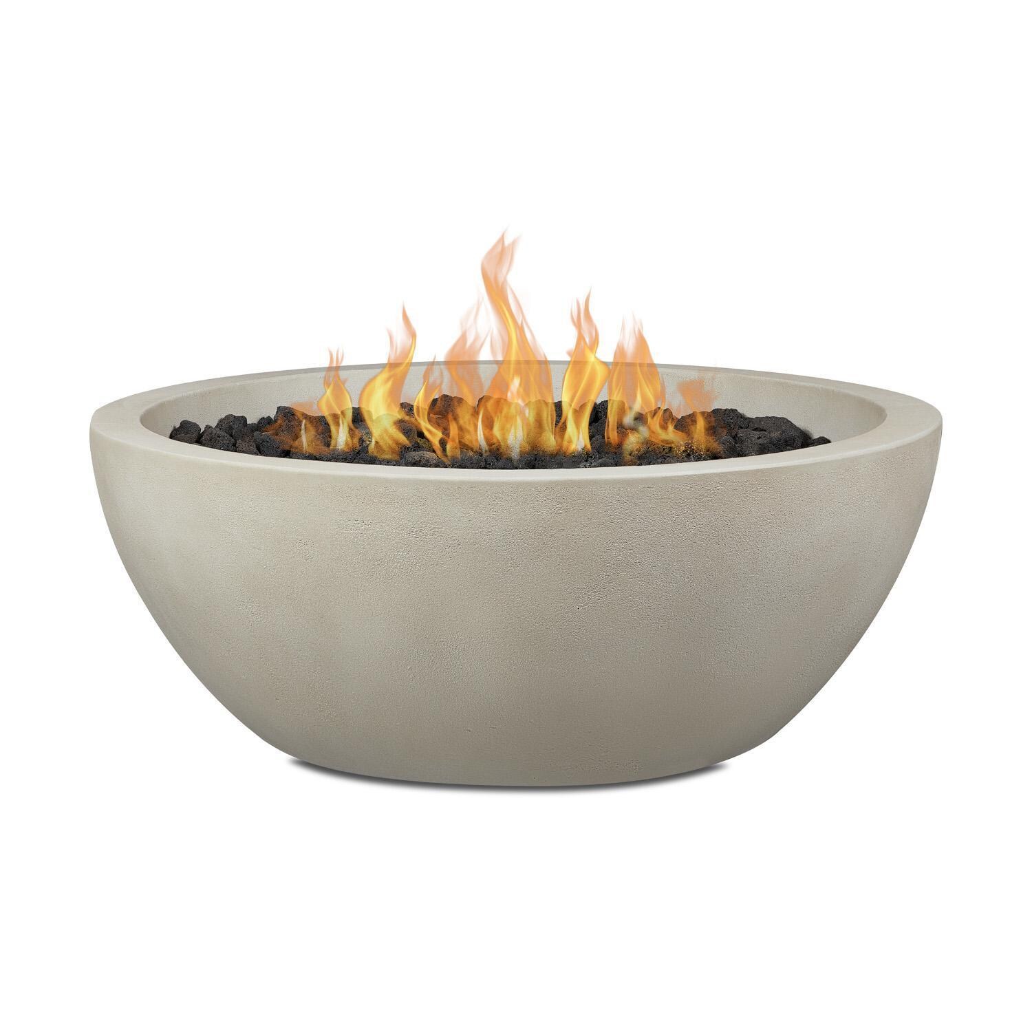 Dustyview 38 Inch Round Glass Fiber Reinforced Concrete Propane Fire Bowl in Fog by BBQGuys Signature - On - White Background thumbnail
