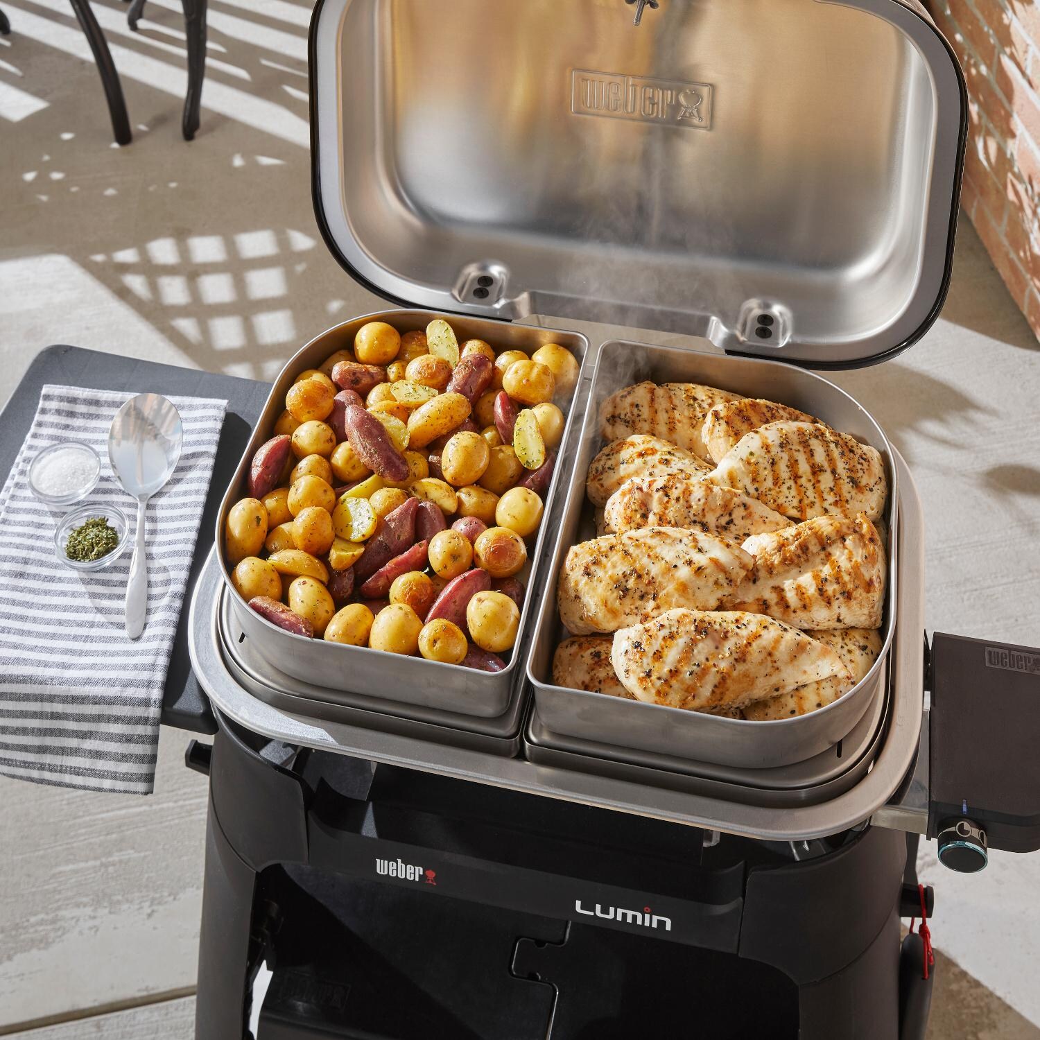 Weber 6614 Stainless Steel Versatility Kit For Lumin Electric Grills - Keeping Food Warm thumbnail