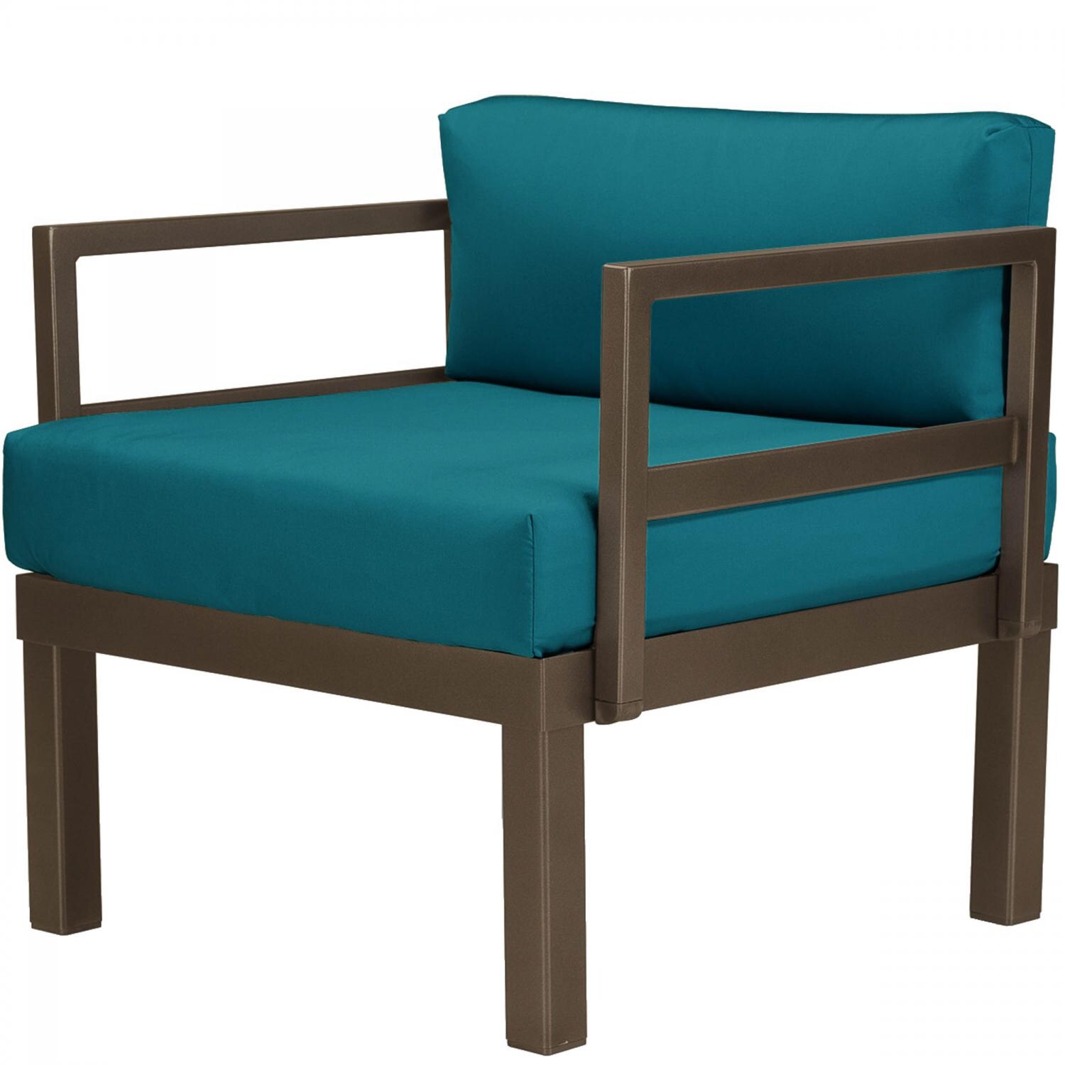Ashbee Aluminum Club Chair in Textured Kona/Peacock by Telescope Casual