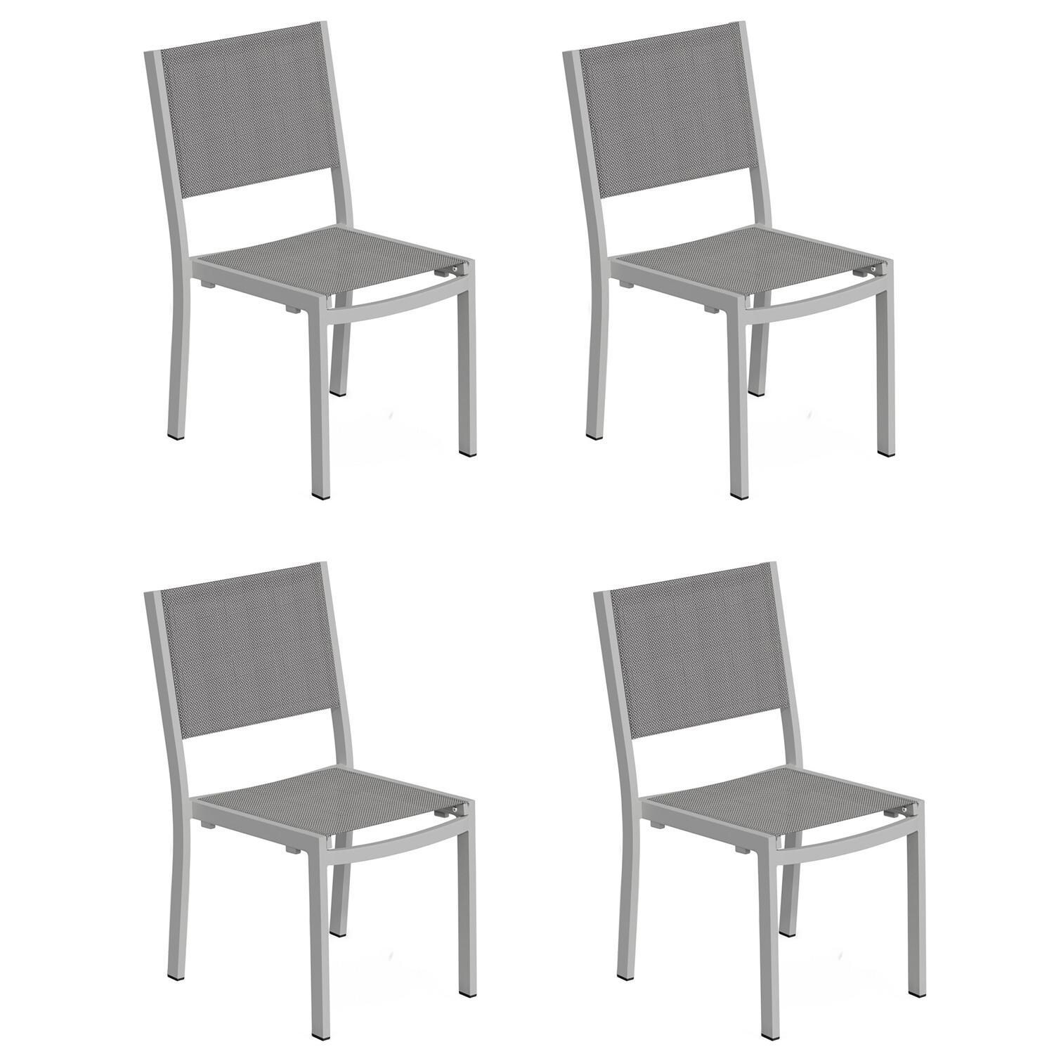 Travira 4 Pc Composite Sling & Aluminum Dining Side Chair in Flint/Titanium By Oxford Garden