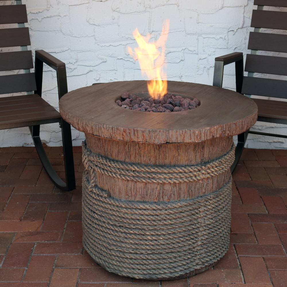 Sunnydaze 29-Inch Round Rope & Barrel Propane Gas Fire Pit Table - WAR-962 image