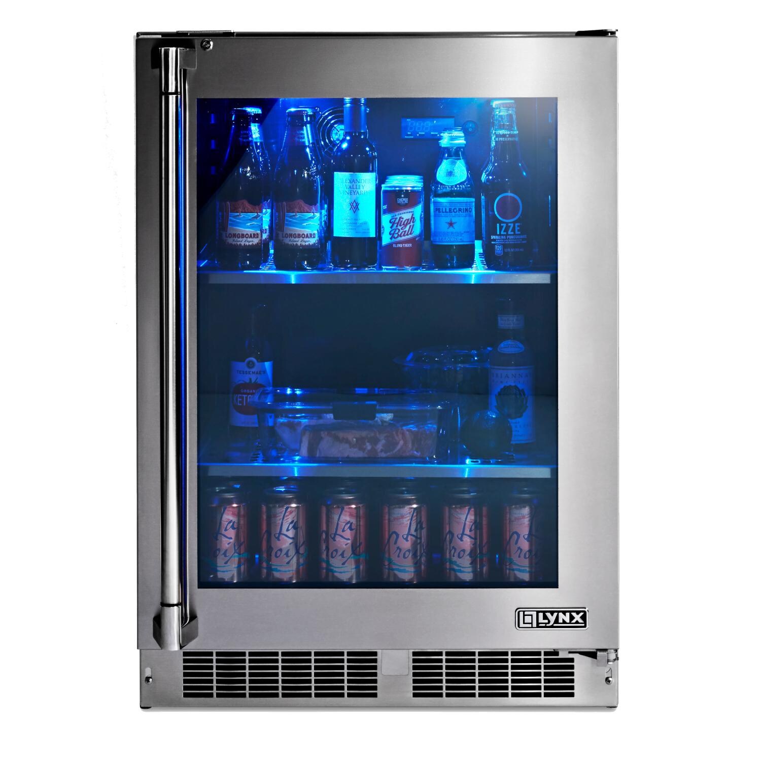 Lynx 24-Inch 5.3 Cu. Ft. Right Hinge Outdoor Rated Compact Glass Door Refrigerator - LM24REFGR image