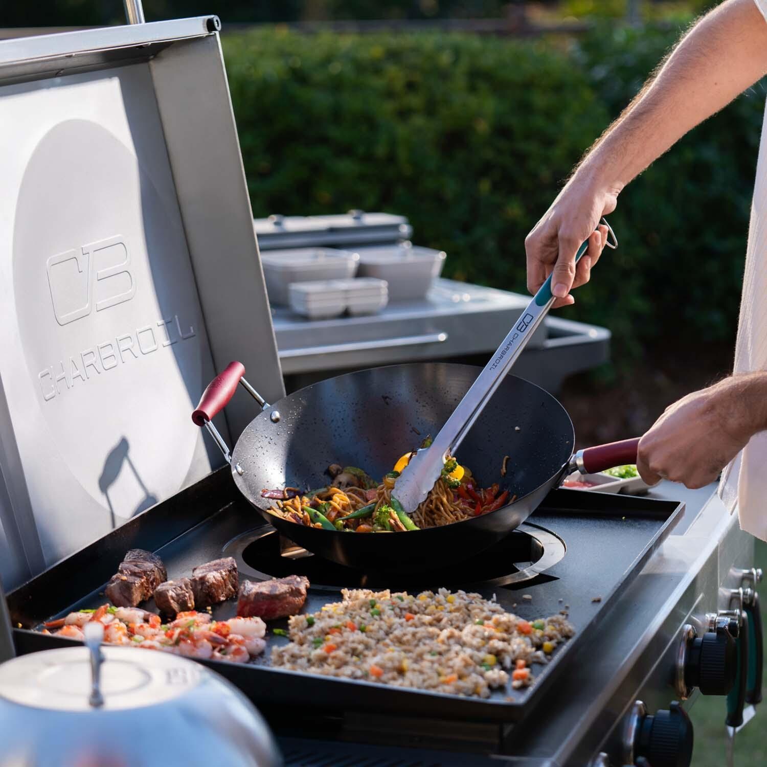 Charbroil 463717325 Versa-Tile 3 Burner 28-Inch All-In-One Cooking Station - Wok - Lifestyle thumbnail