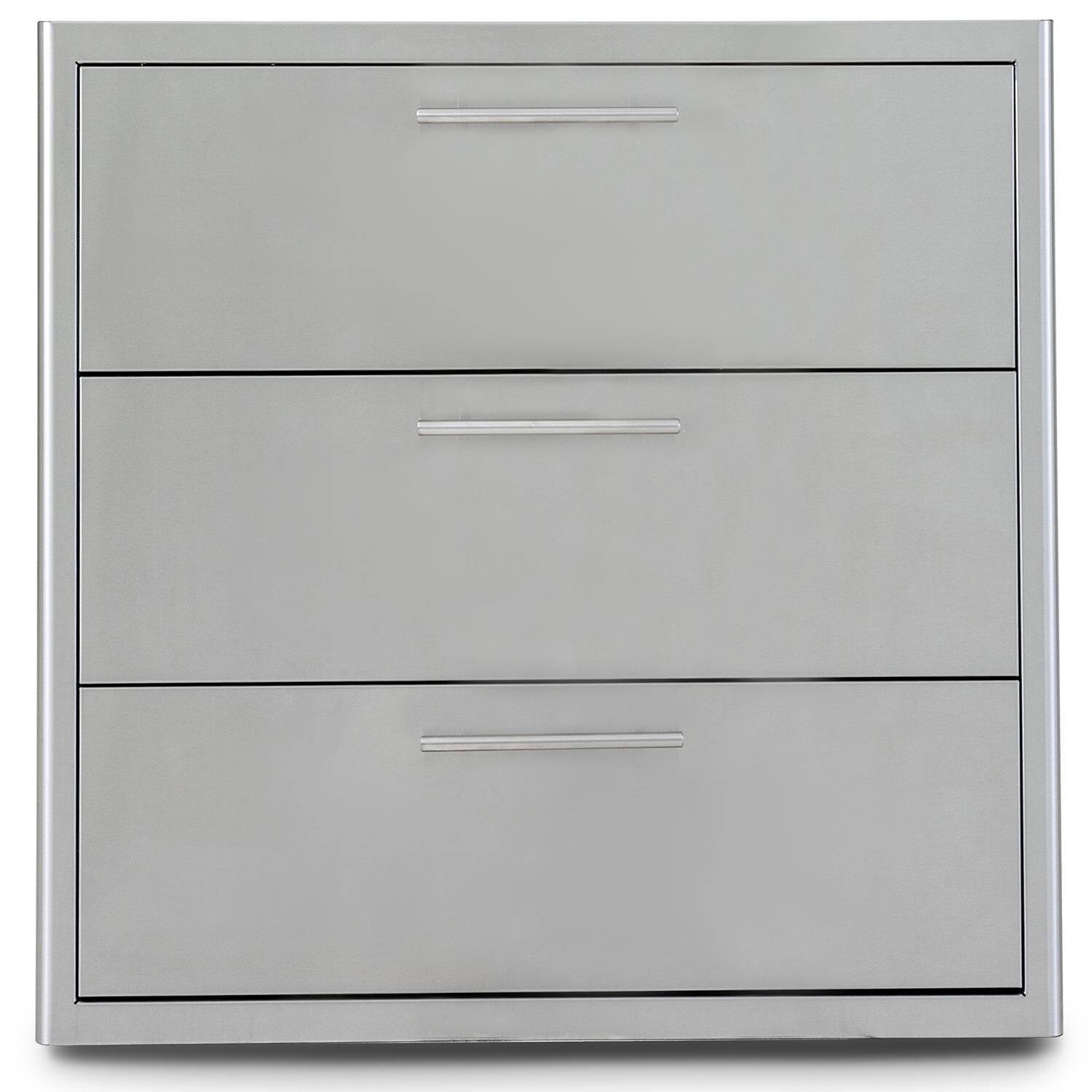 Blaze 30-in Stainless Steel Easy Close Triple Access Drawer w/ LED Lighting - BLZ-30W-3DRW-LT