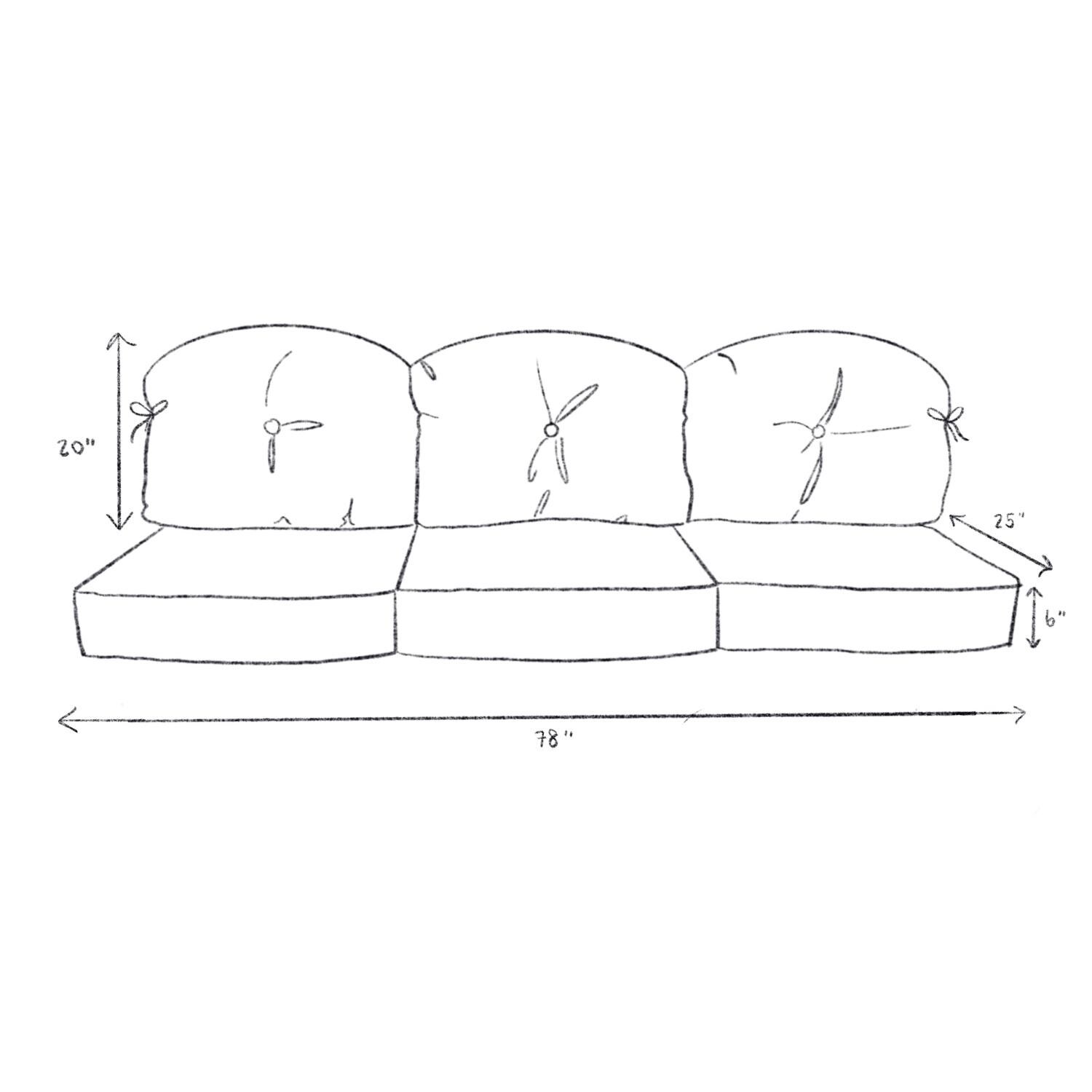 Darlee B/RC708-109 Elisabeth Replacement Sofa Cushions - Cushion Dimensions thumbnail