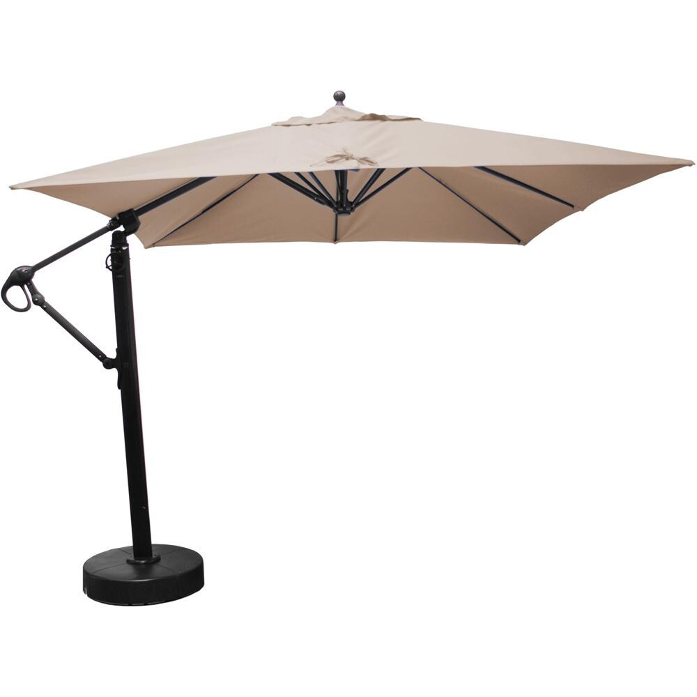 Galtech 10 X 10 Ft. Square Aluminum Patio Cantilever Umbrella W/ Easy Lift And Easy Tilt Wheel - Black Frame W/ Sunbrella Canvas Antique Beige Canopy
