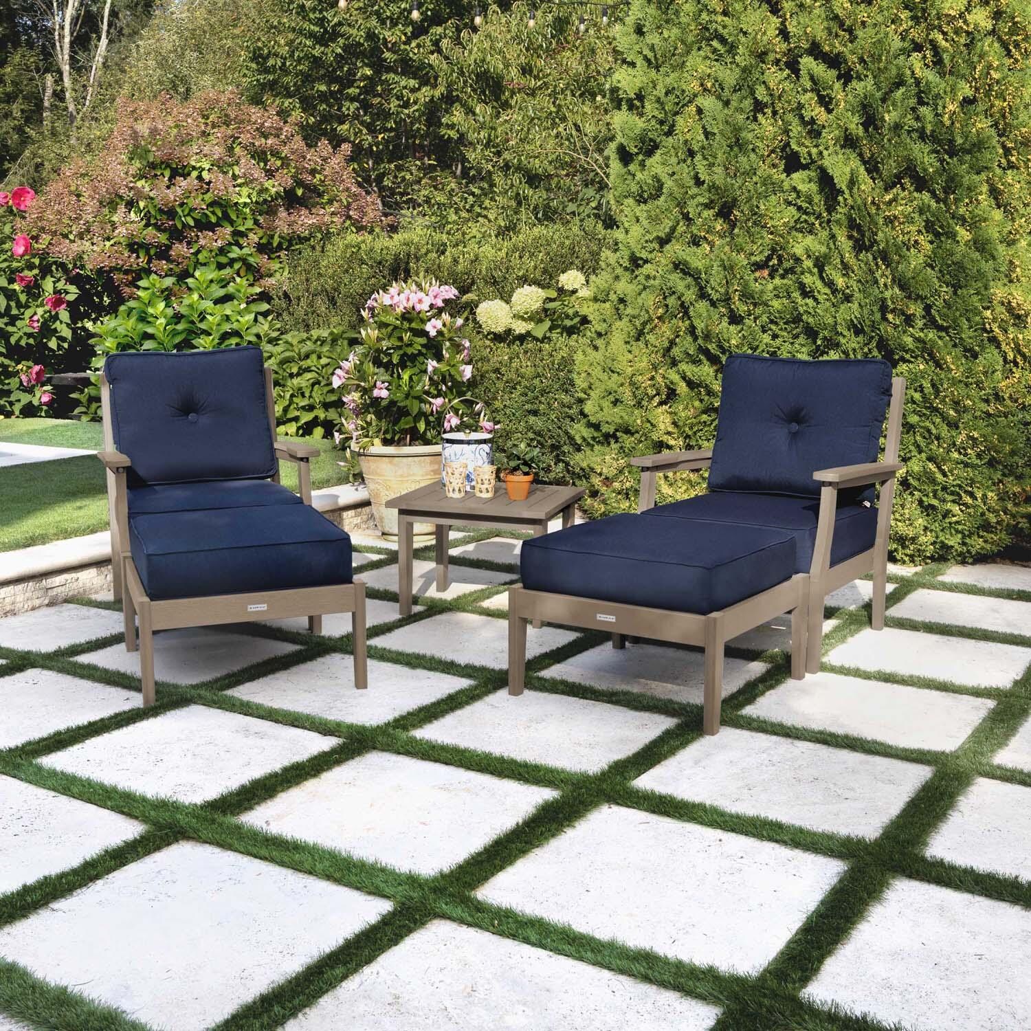 Blushing Bay 5 Pc Recycled Plastic Seating Set in Spectrum Indigo/Woodland Brown by Lakeview Outdoor Designs - Lifestyle thumbnail