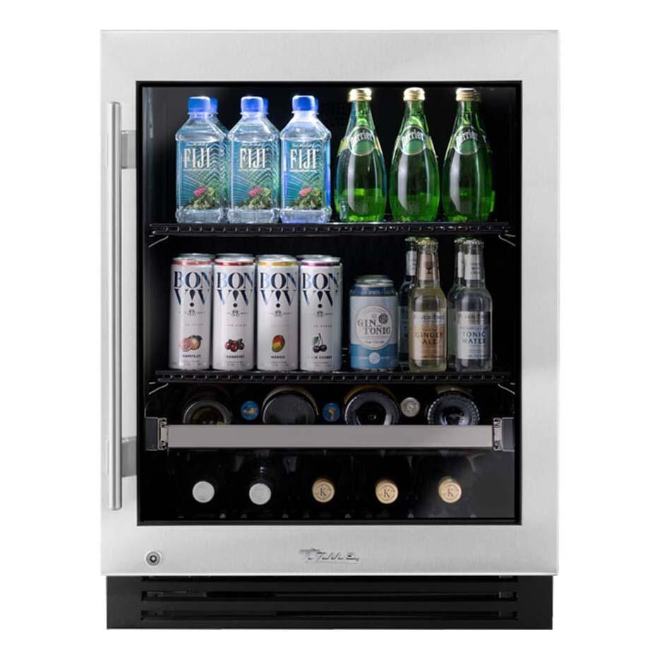 True TUBADA-24-RG-A~S ADA Height 24 Inch 105 Can 12 Bottle Right Hinge Glass Door Outdoor Beverage Center - Stainless Steel - White Background thumbnail
